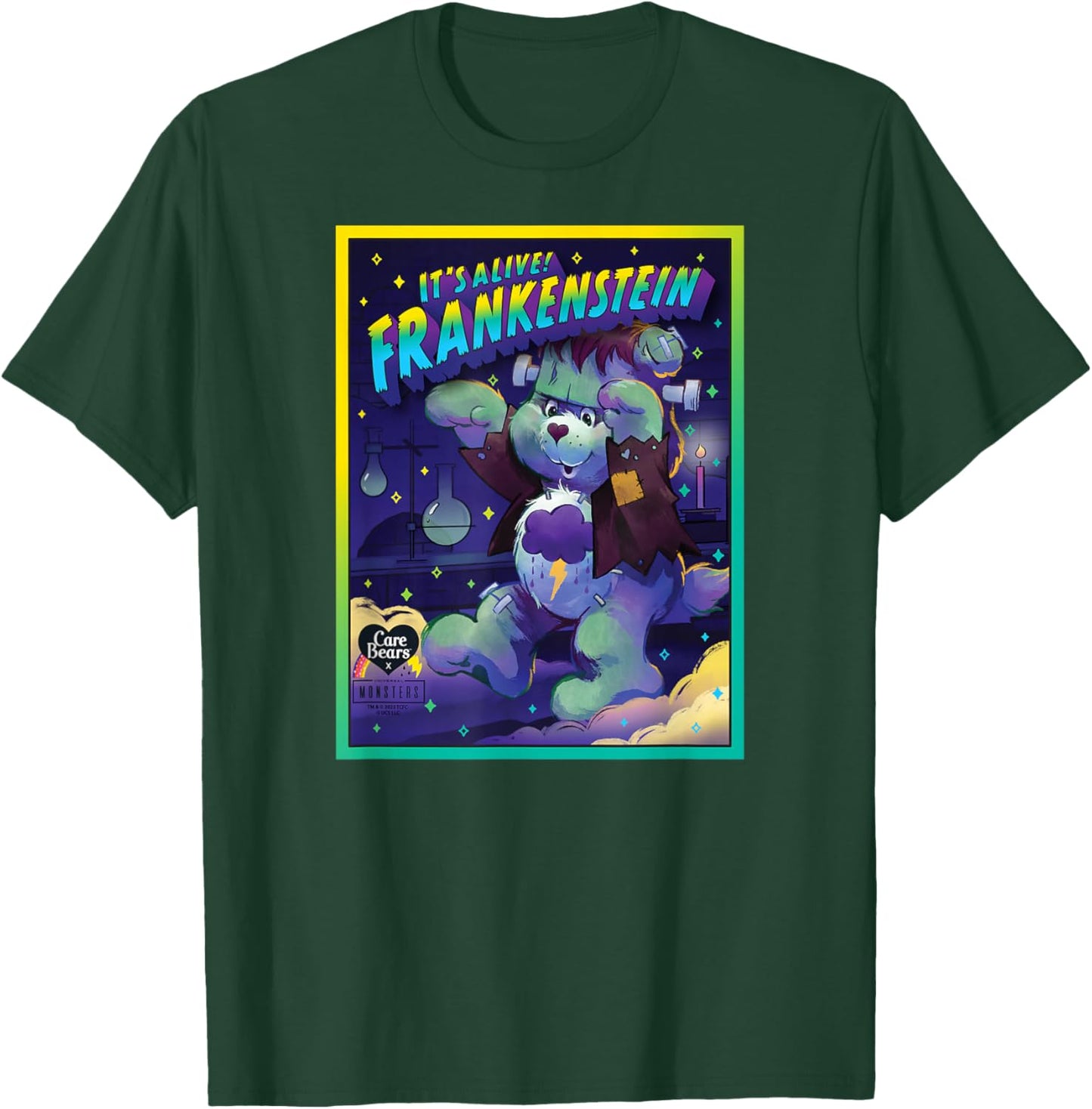 Care Bears x Universal Monsters Grumpy Bear Frankenstein T-Shirt - T-Shirt | Forest