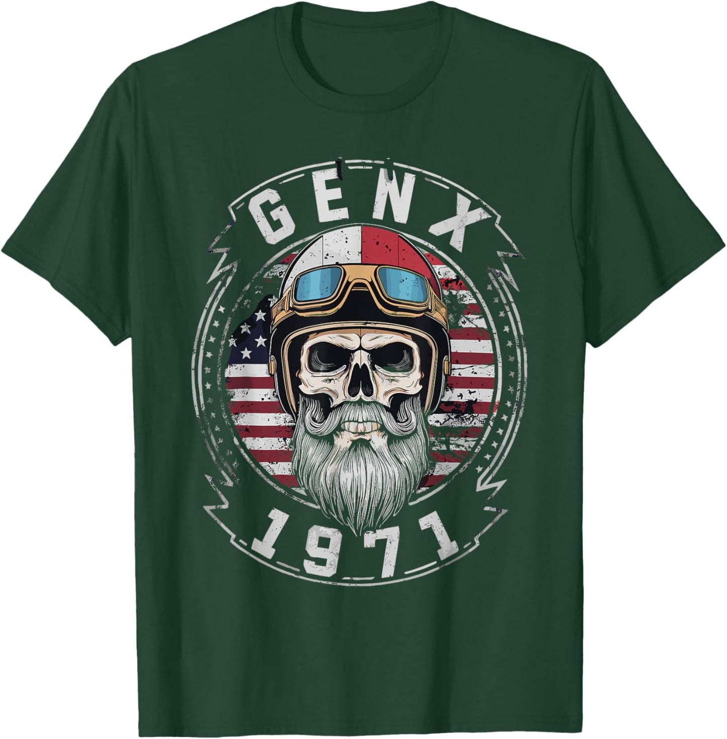GenX 1971 Birthday FAFO Motorcycle Skull Motorcycle T-Shirt - T-Shirt | Forest