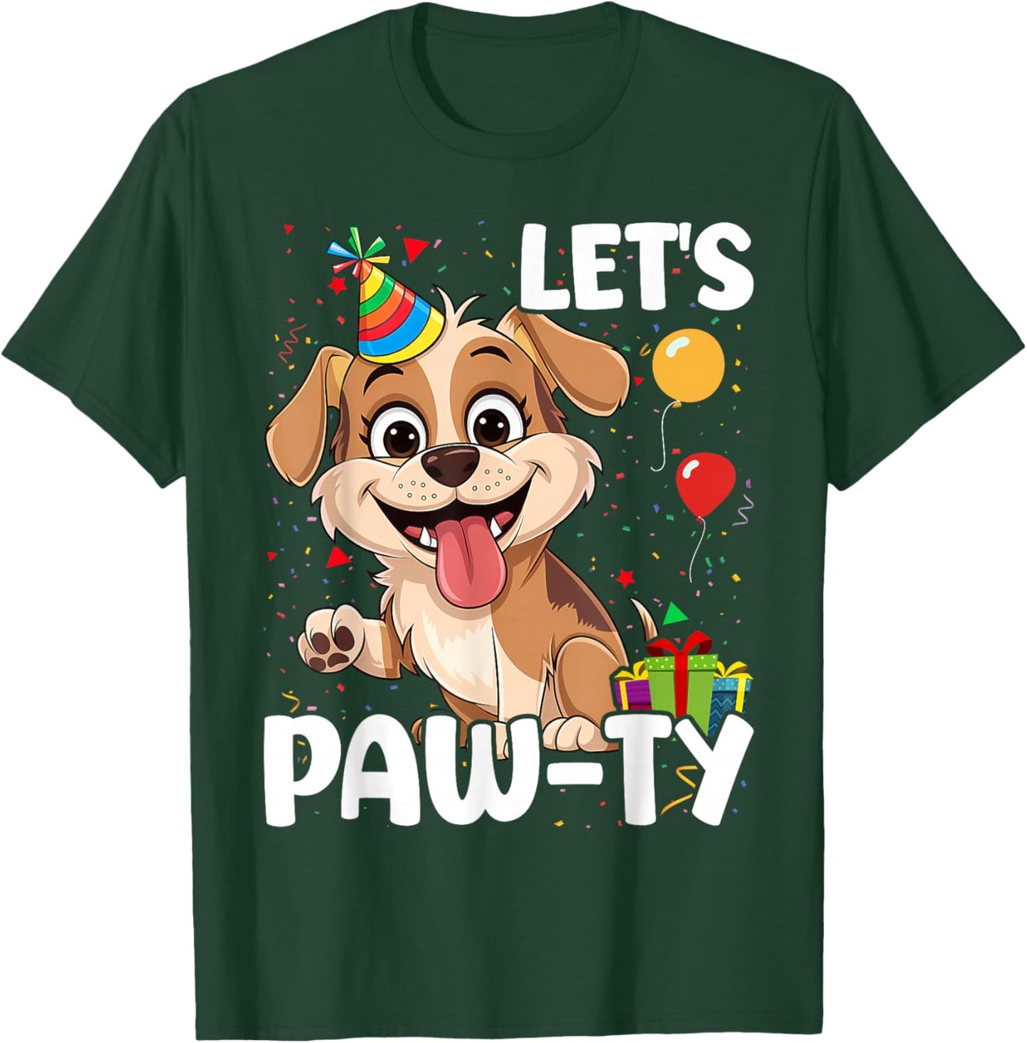 Let's Paw-ty Love Dogs Mom Birthday Dog Bday Boy Girl Pawty T-Shirt - T-Shirt | Forest