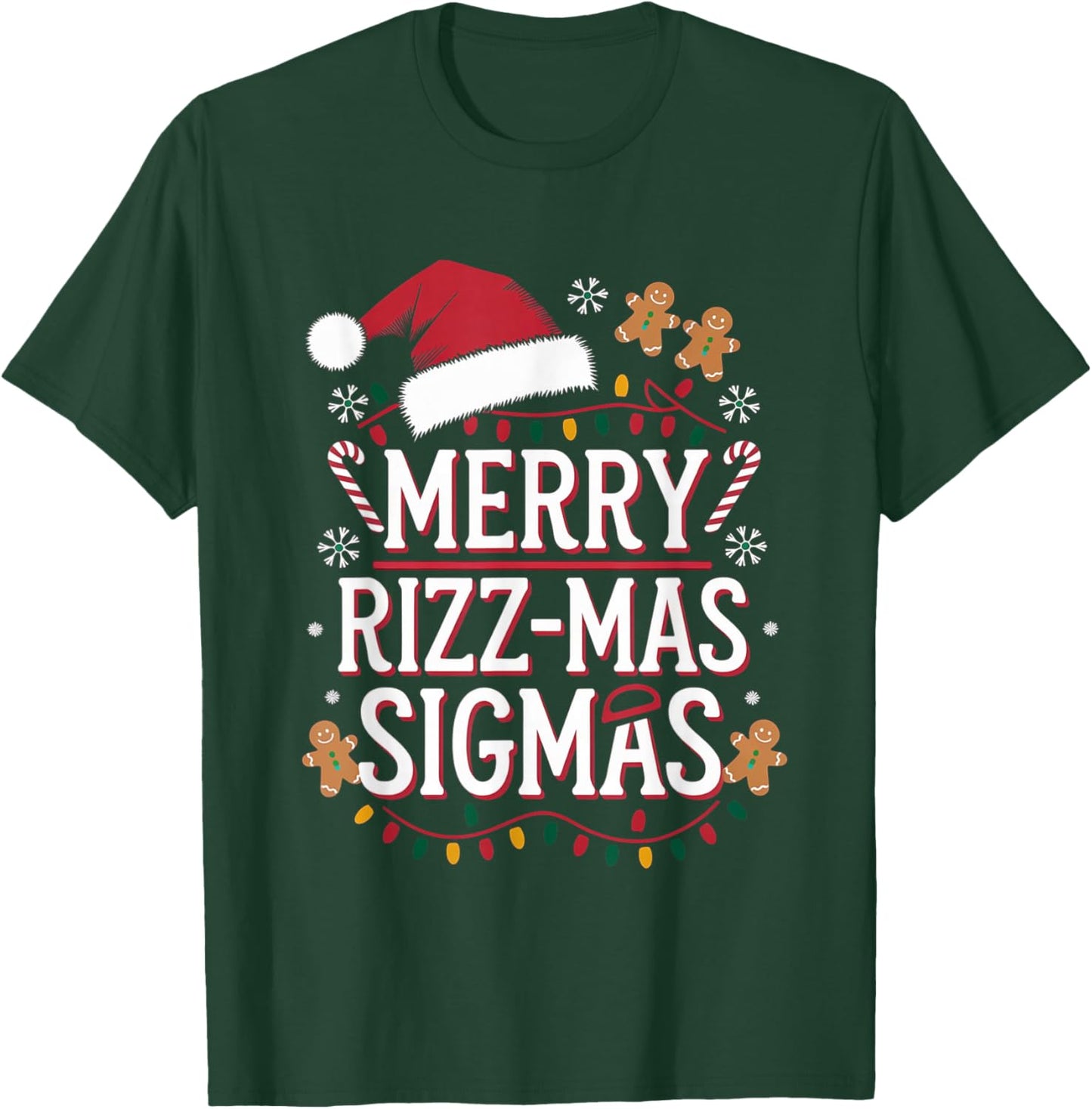 Merry Rizz Mas Sigmas Funny Gen Alpha Christmas Cool Santa T-Shirt - T-Shirt | Forest
