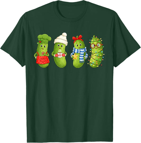 Funny Christmas Pickles Hot Cocoa Tangles Lights & Holly T-Shirt - T-Shirt | Forest