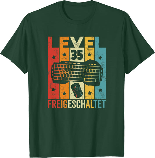 35 Geburtstag Mann Frau 35 Jahre Level 35 Gaming Gamer Premium T-Shirt - T-Shirt | Forest