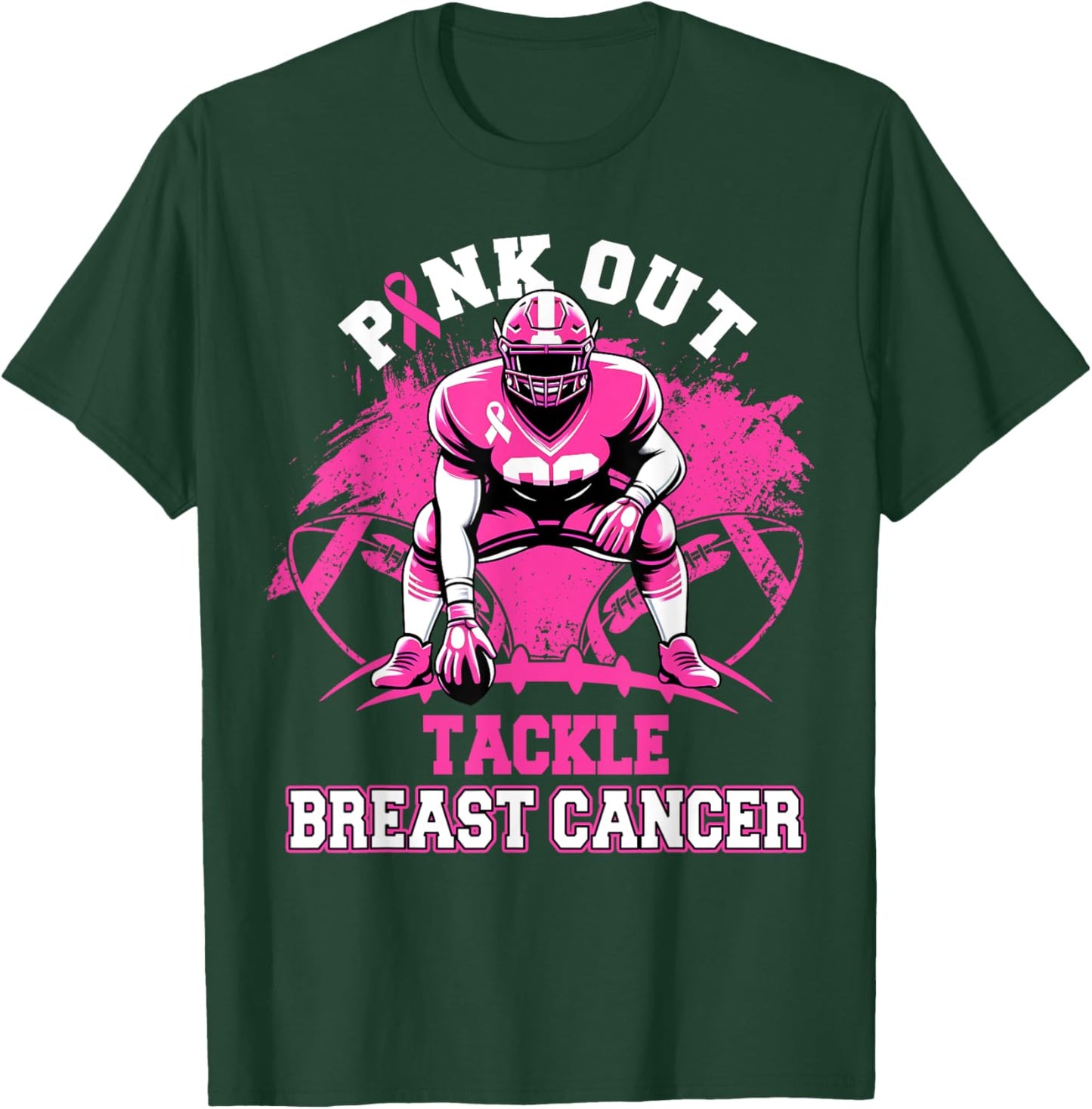Pink Out Tackle Breast Cancer Awareness American Football T-Shirt - T-Shirt | Forest