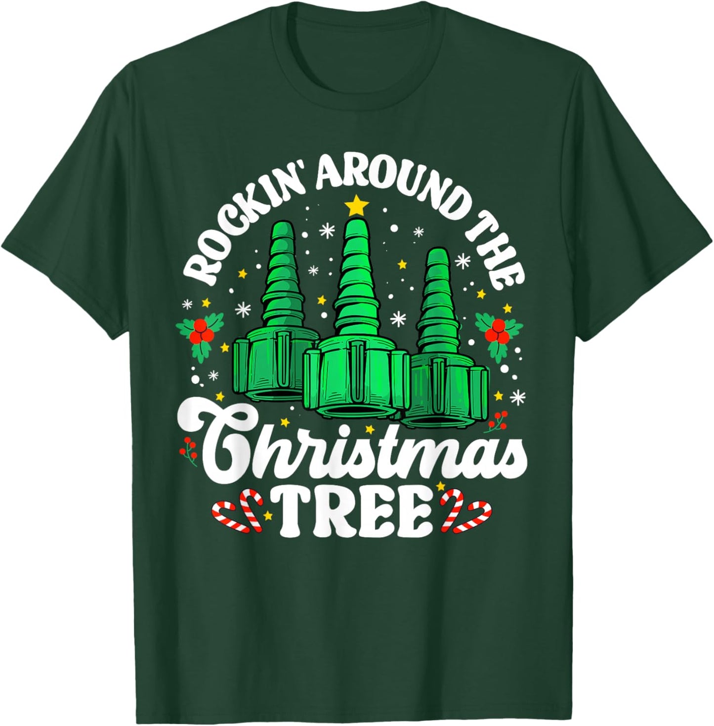 Rockin' Around The Christmas Tree Respiratory Therapist Lung T-Shirt - T-Shirt | Forest