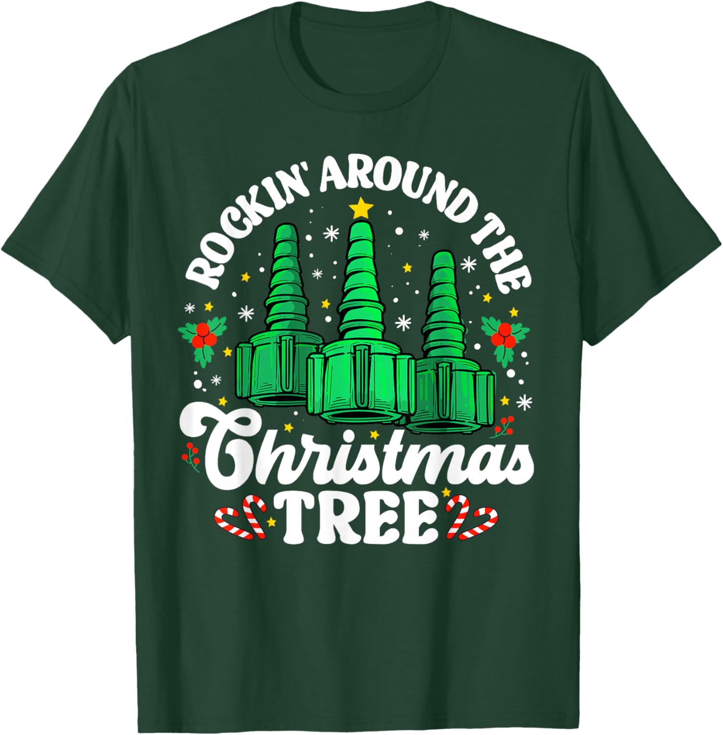 Rockin' Around The Christmas Tree Respiratory Therapist Lung T-Shirt - T-Shirt | Forest