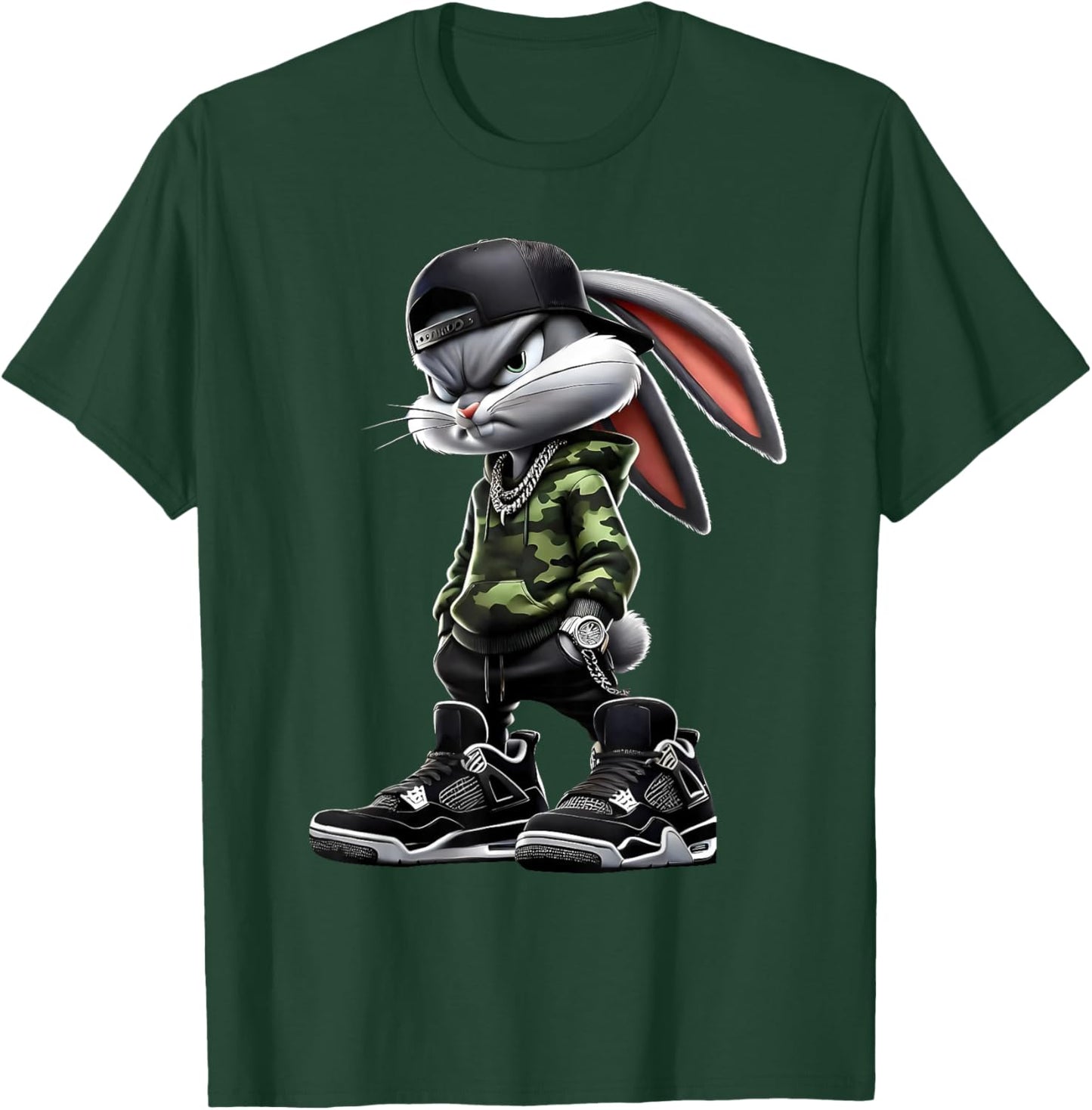 Cool Funny Bunny Rabbit Lovers Happy Easter Retro Trendy T-Shirt - T-Shirt | Forest