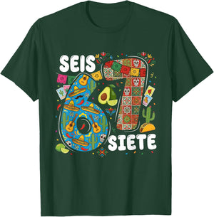 Funny SEIS Siete Mexican Meme T-Shirt - T-Shirt | Forest