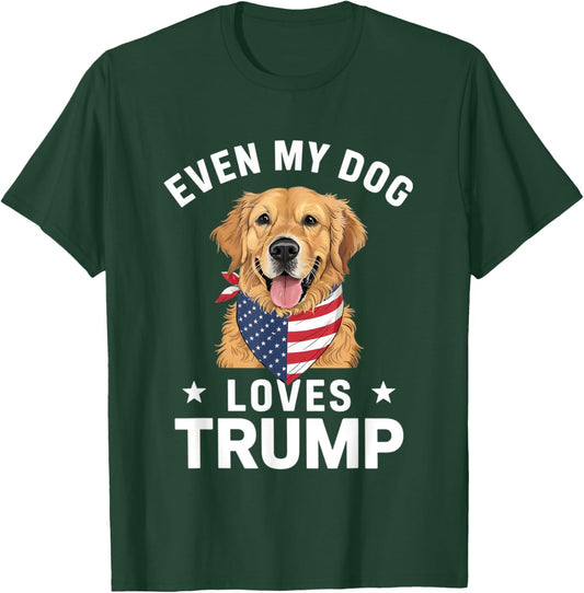 Retriever Even My Dog Loves Trump USA Flag Bandana T-Shirt - T-Shirt | Forest