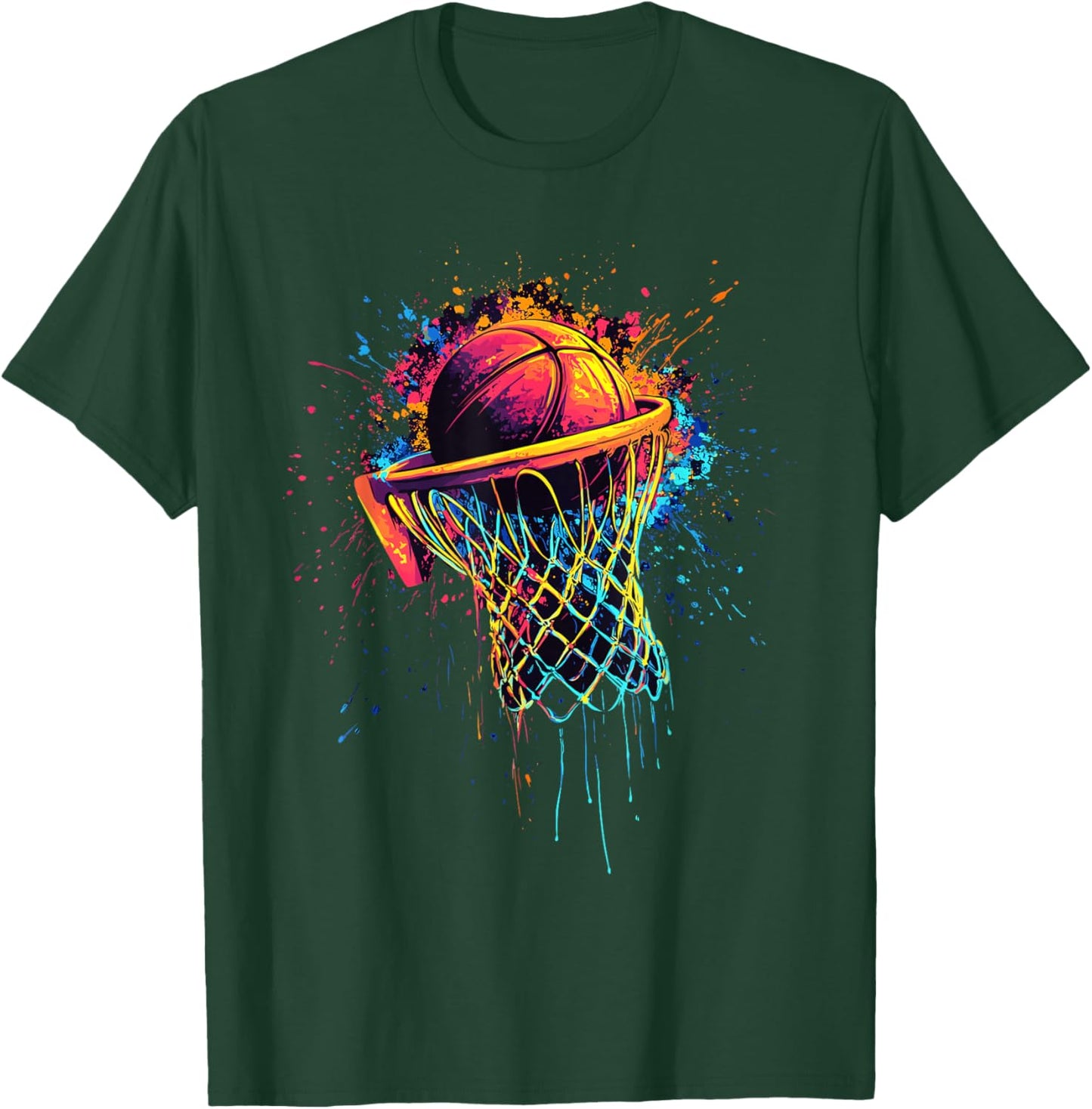 Colorful Basketball Tie Dye Color,Splash Basketball Hoop Net T-Shirt - T-Shirt | Forest