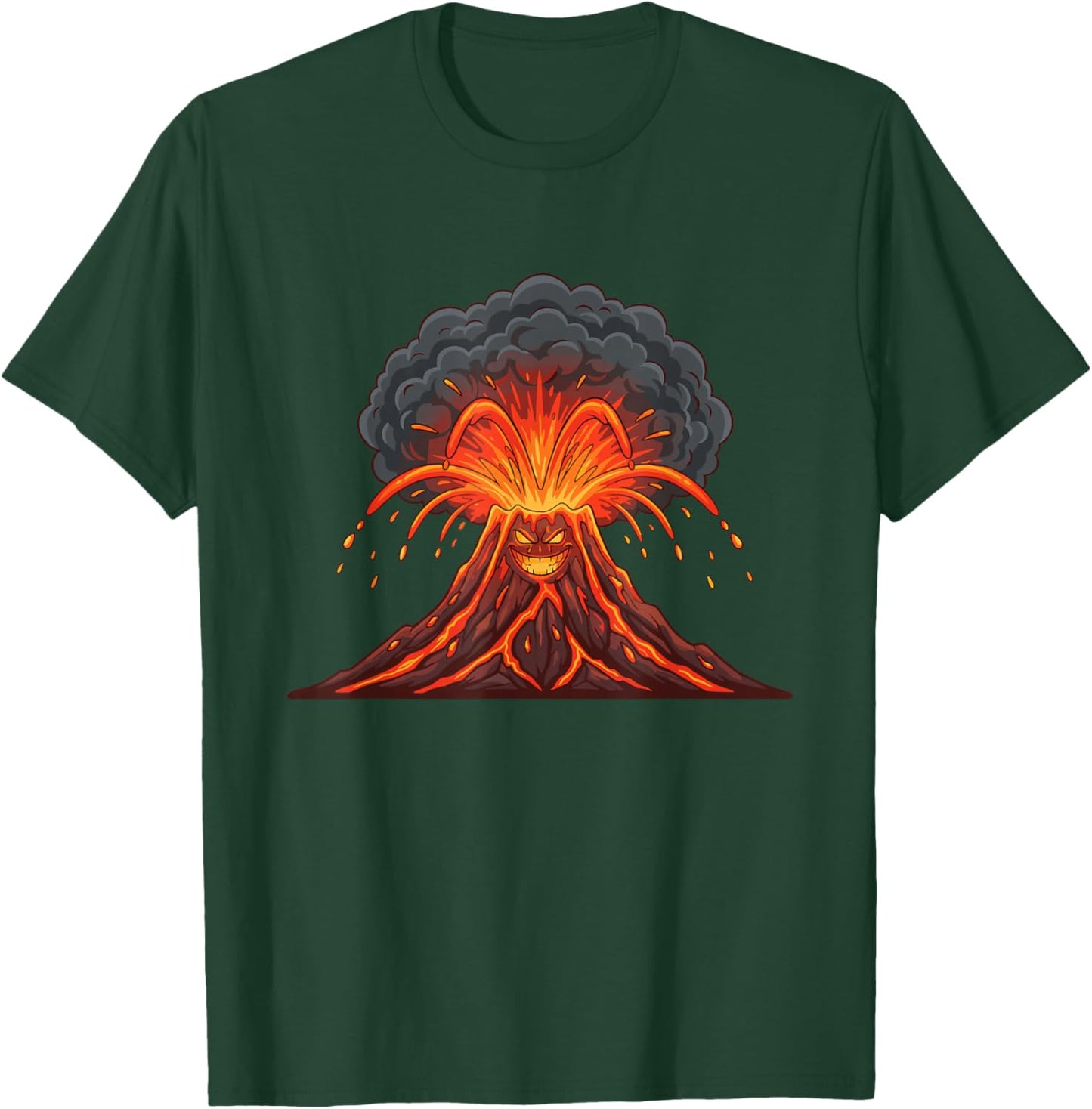 Cartoon Angry Volcano Lava Monster Eruption T-Shirt - T-Shirt | Forest