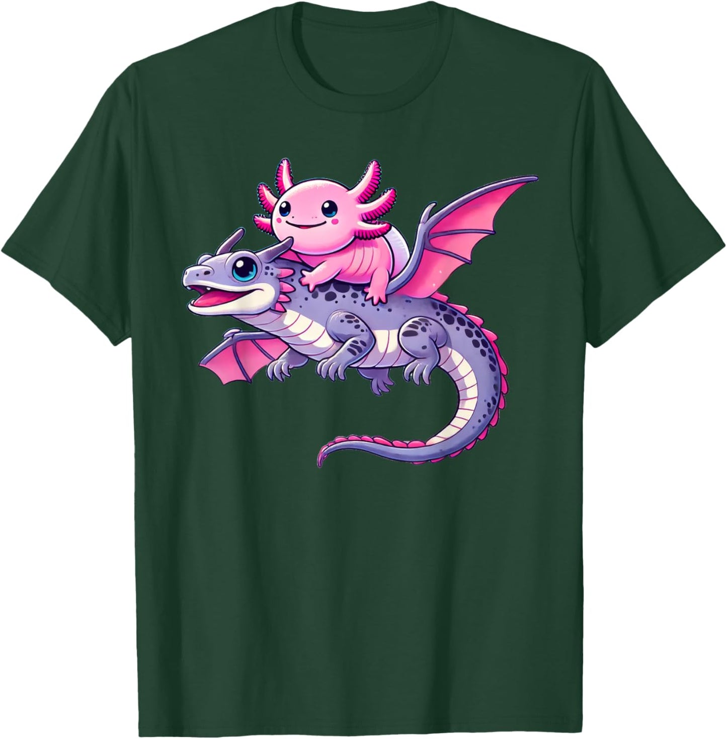 Anime Kawaii Axolotl Dragon T-Shirt - T-Shirt | Forest