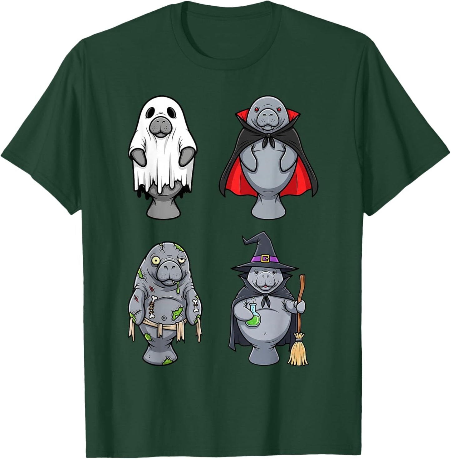 Funny Manatee Ghost Witch Zombie Vampire Halloween Costume T-Shirt - T-Shirt | Forest