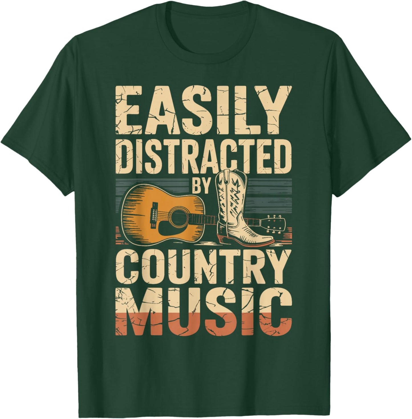 Easily Distracted by Country Music Western Music Shirt T-Shirt - T-Shirt | Forest