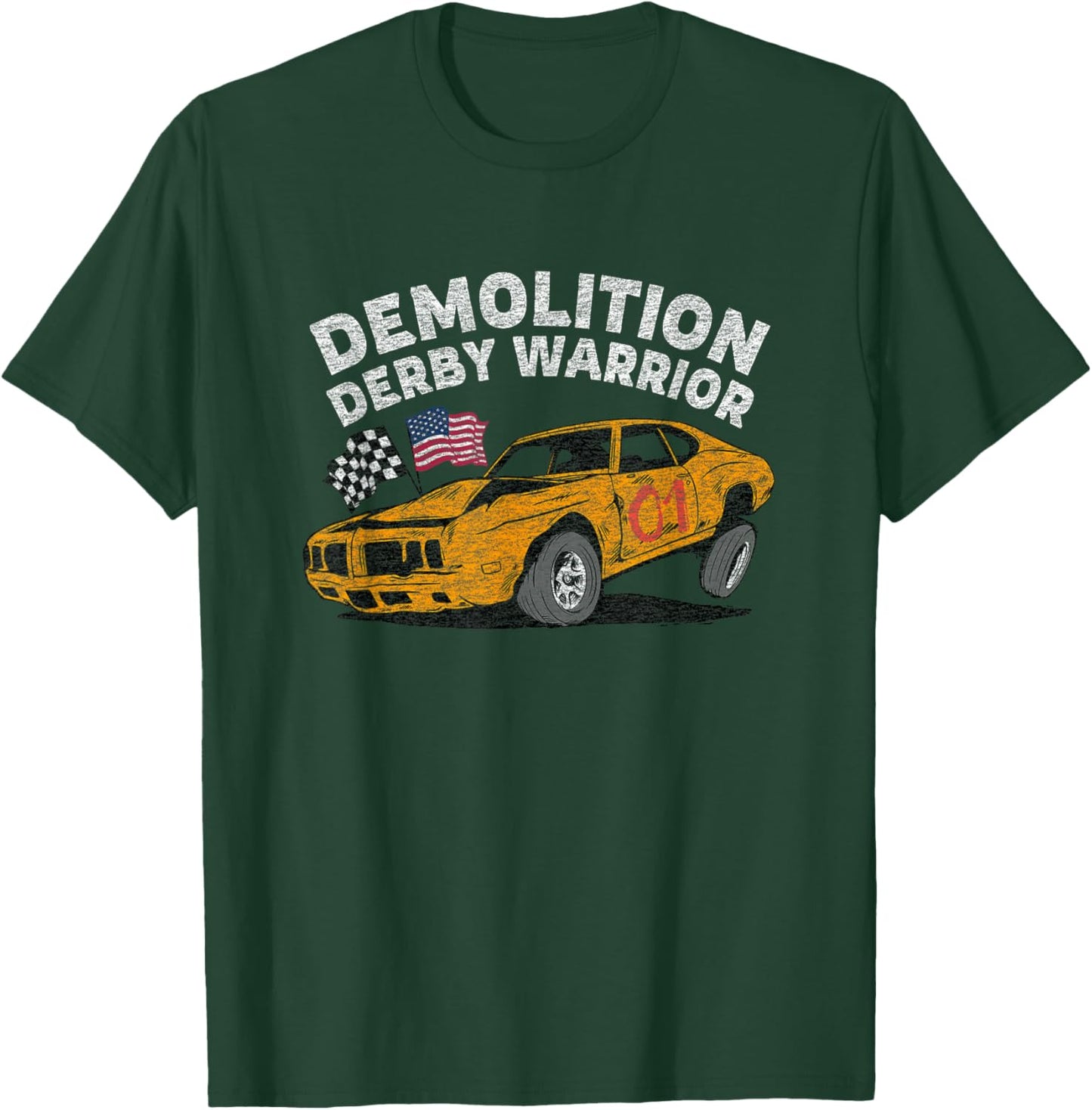 Demolition Derby Car Driver Vintage Graphic T-Shirt - T-Shirt | Forest