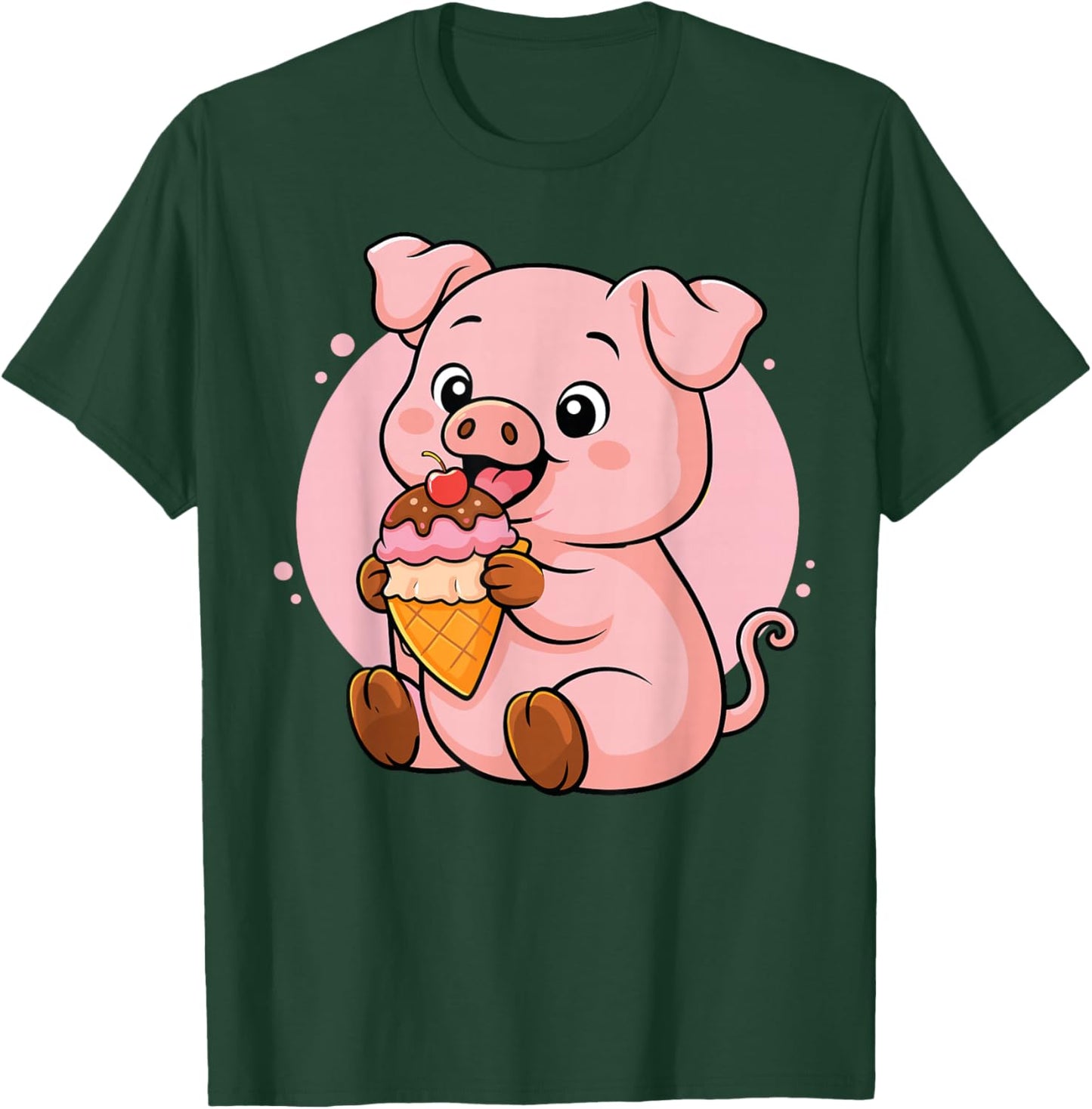 Pig Eating Ice Cream Graphic Boys Girls Pig Lover T-Shirt - T-Shirt | Forest