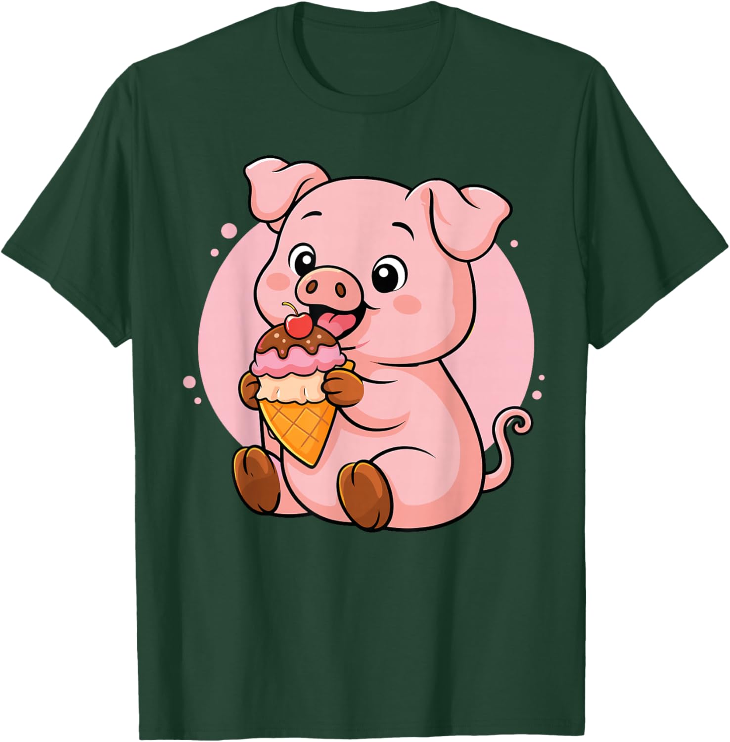 Pig Eating Ice Cream Graphic Boys Girls Pig Lover T-Shirt - T-Shirt | Forest