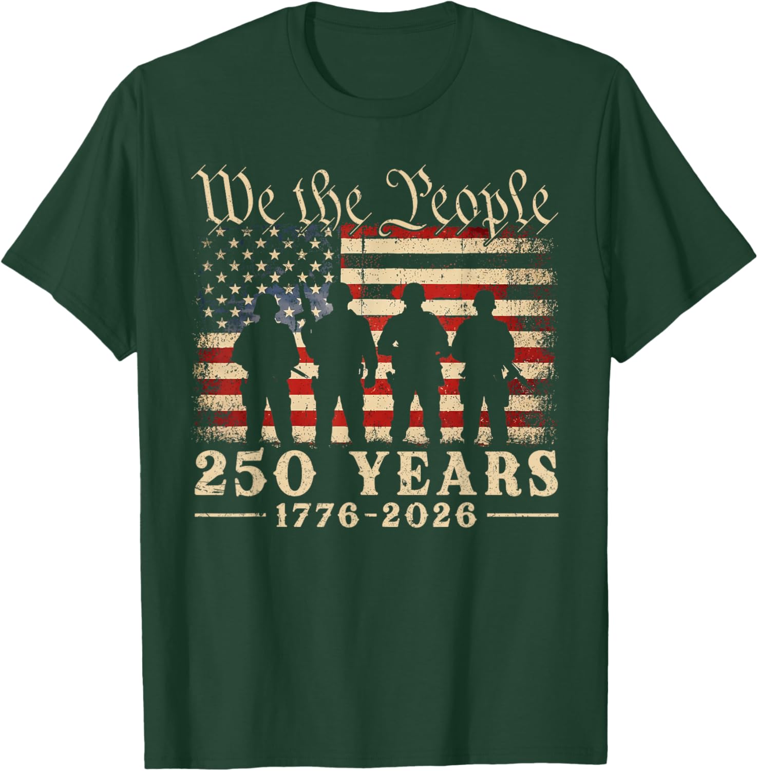 250 Years of American 250th Anniversary 1776 2026 Veterans T-Shirt - T-Shirt | Forest