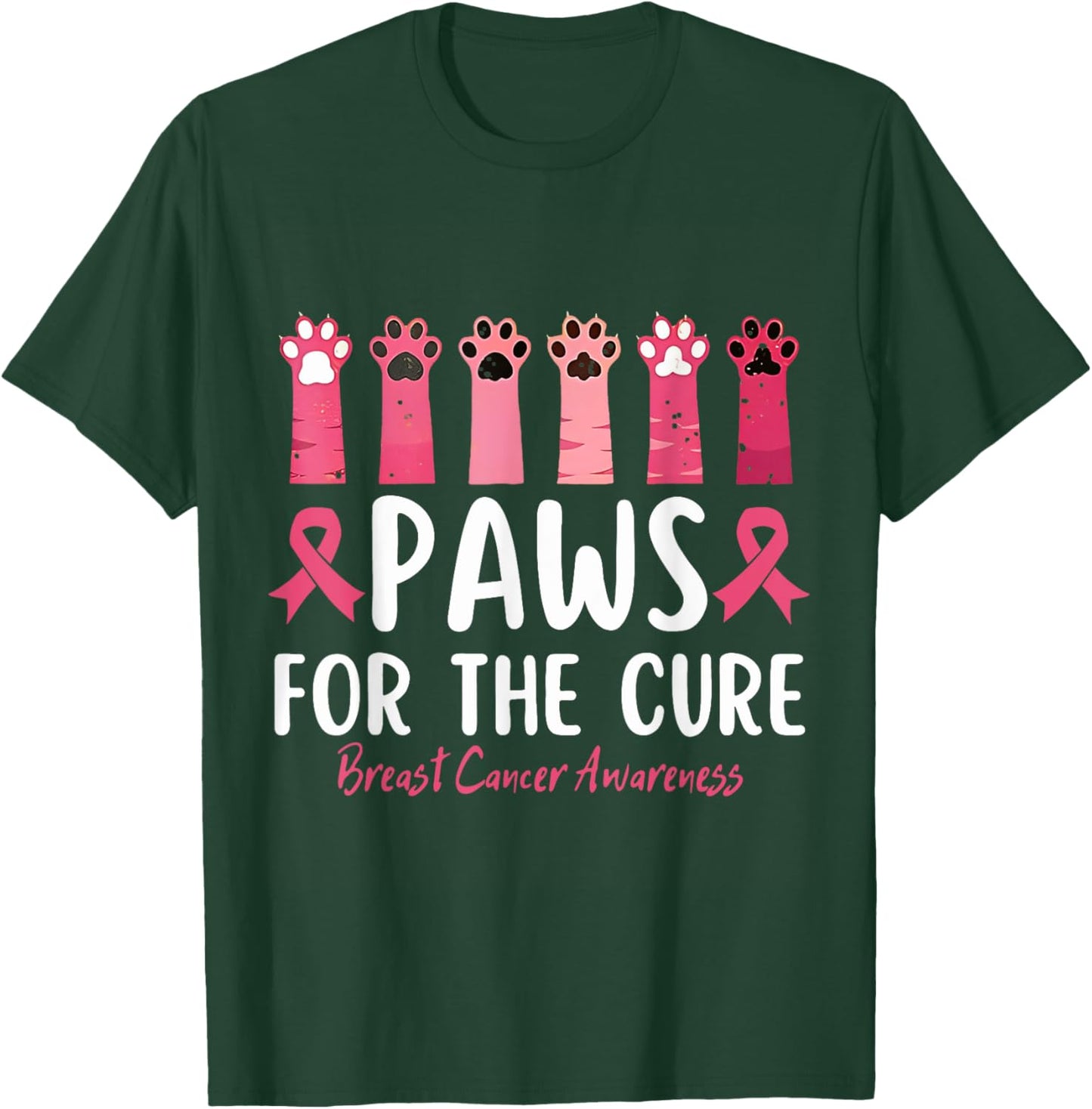 Paws For The Cure Breast Cancer Awareness T-Shirt - T-Shirt | Forest