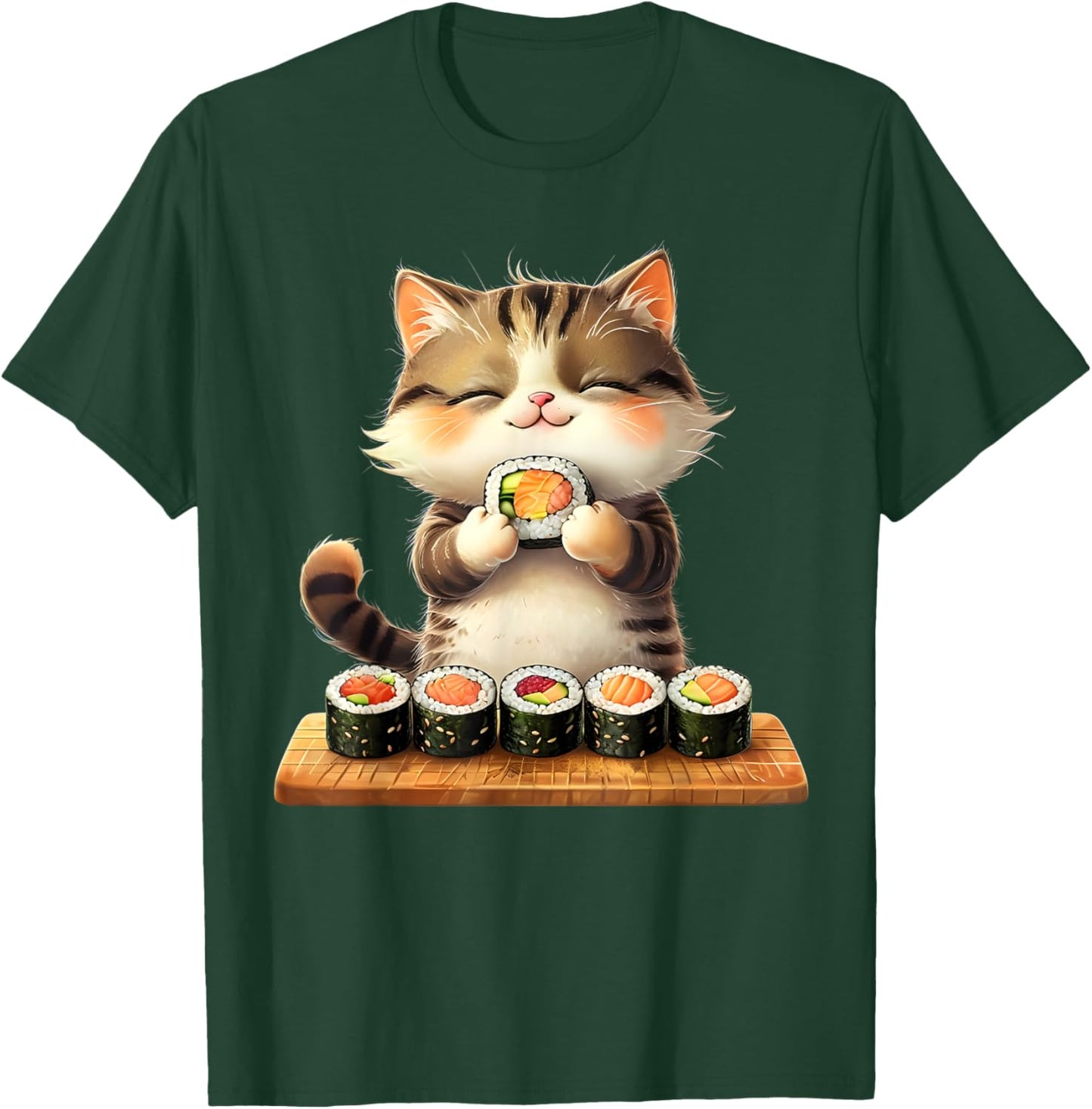 Kawaii Cat Lover Japanese Cat Owner Sushi Lover Anime Otaku Men Women Kids T-Shirt - T-Shirt | Forest