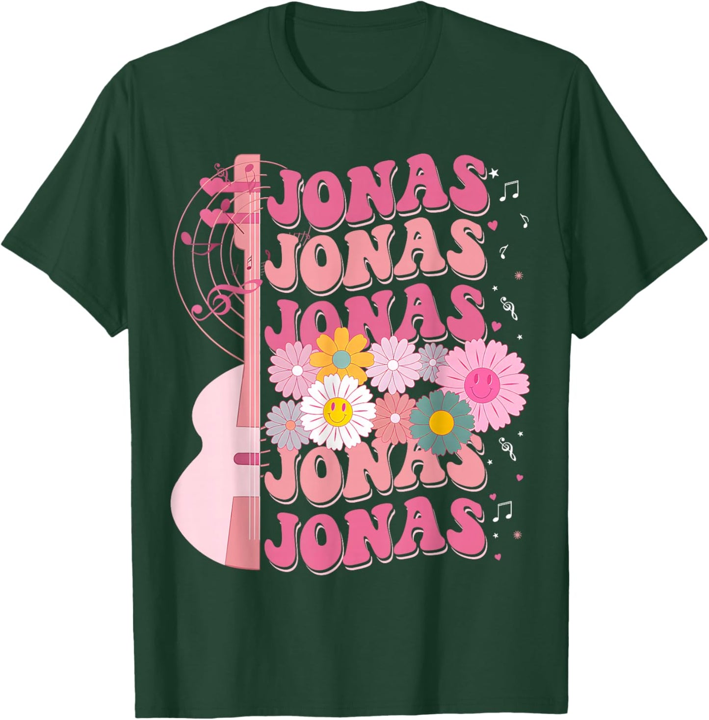 Girl Retro Jonas Groovy Flower First Name Personalized T-Shirt - T-Shirt | Forest