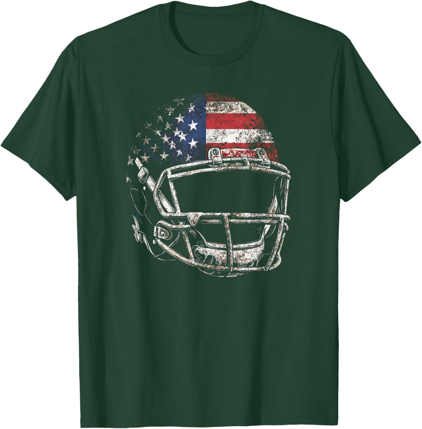American Football Players Helmet US Flag T-Shirt - T-Shirt | Forest