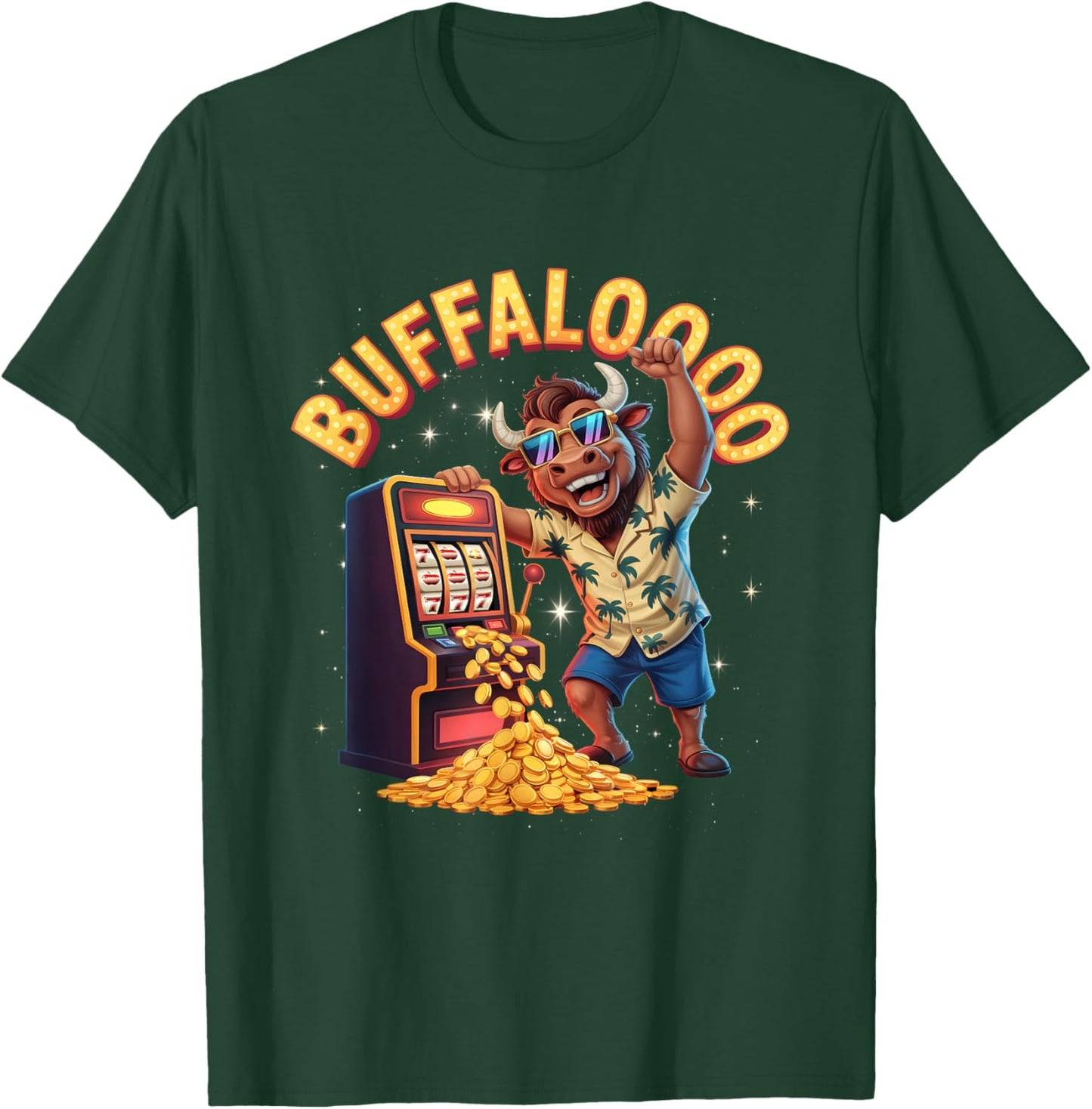 Lucky Buffalo Casino Slot Machine Gambling Funny Gambler T-Shirt - T-Shirt | Forest