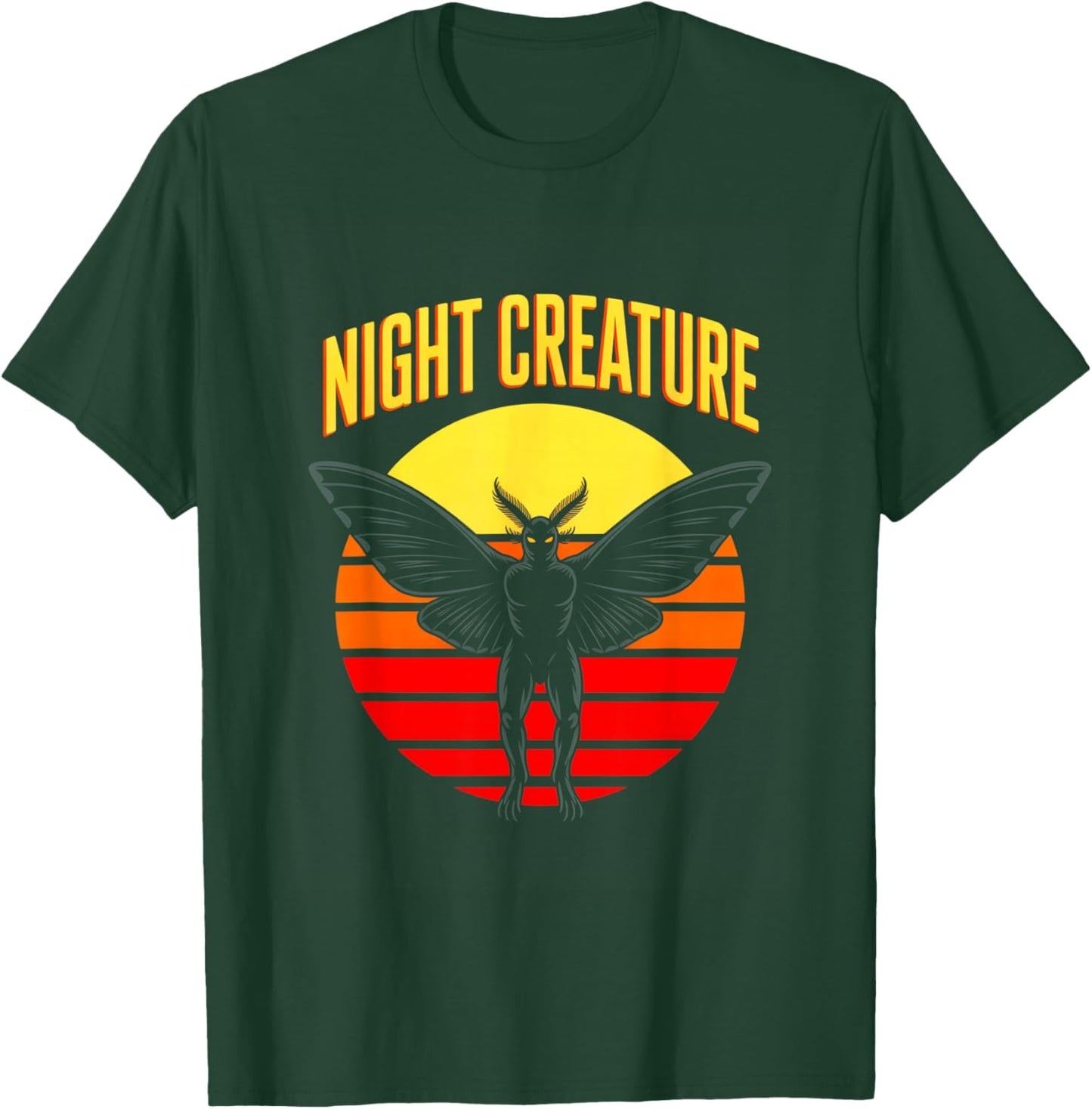 Night Creature Retro Horror Mothman Cryptid T-Shirt - T-Shirt | Forest