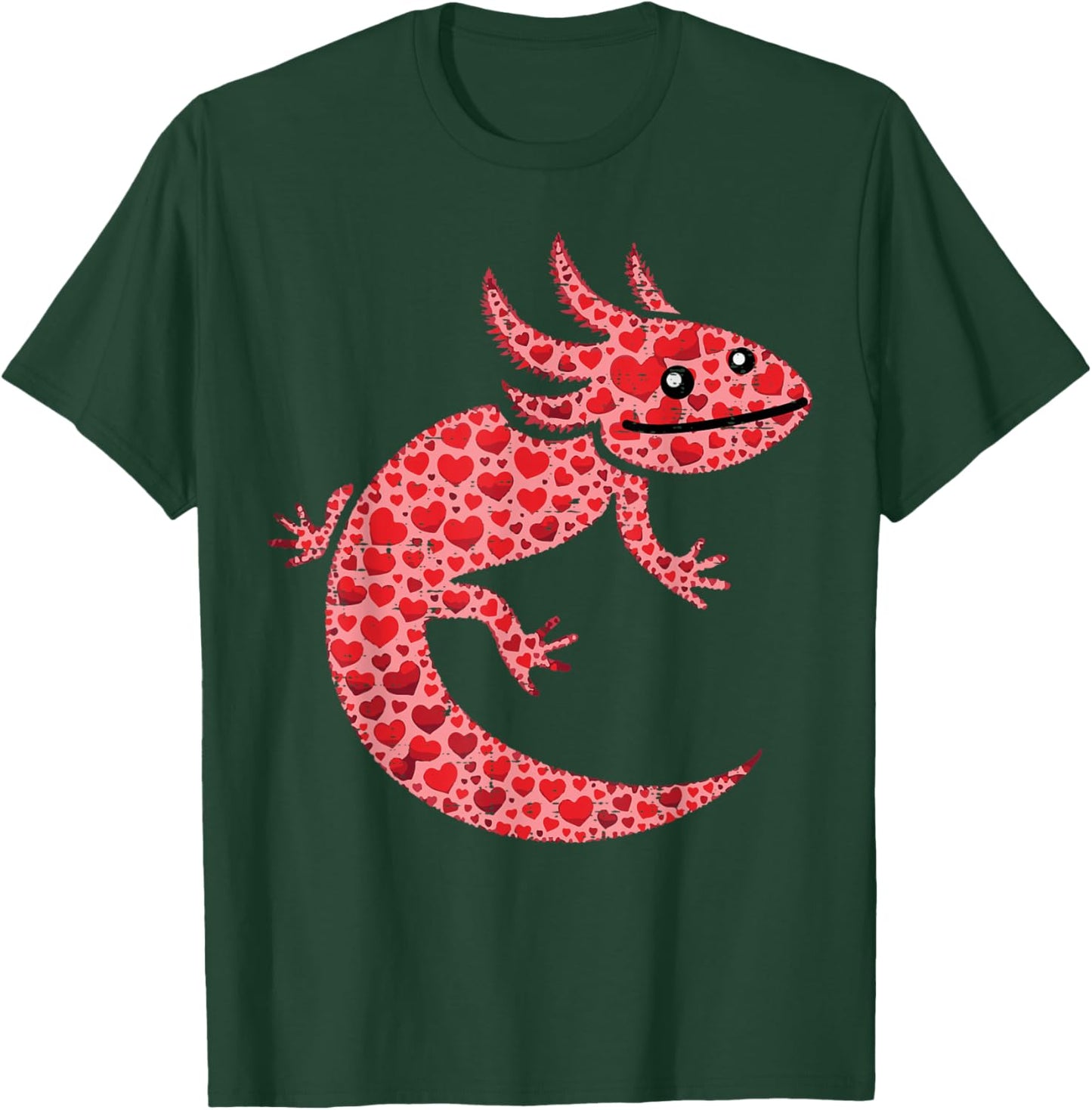 Valentines Day Hearts Axolotl Cute Animal Men Women Kids T-Shirt - T-Shirt | Forest