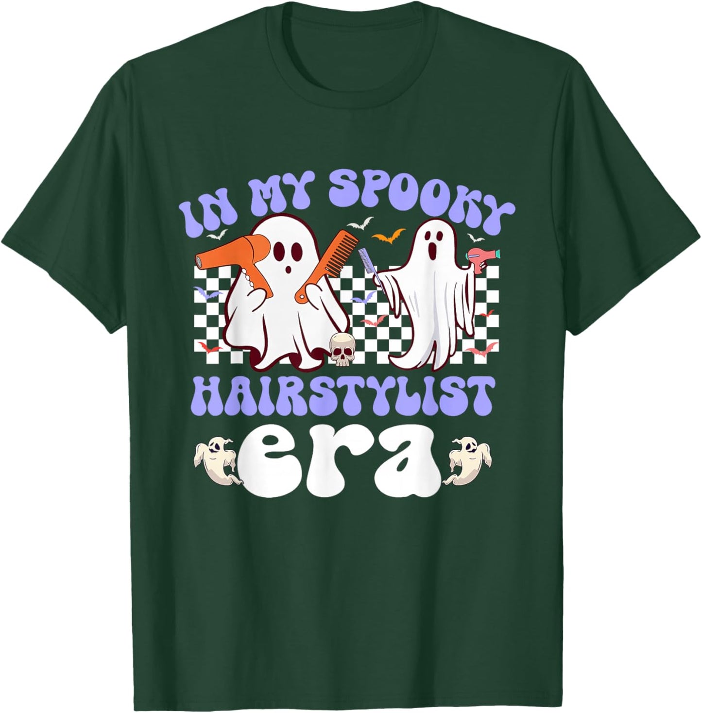 Hippie Groovy in My Spooky Hairstylist Era Ghost Halloween T-Shirt - T-Shirt | Forest