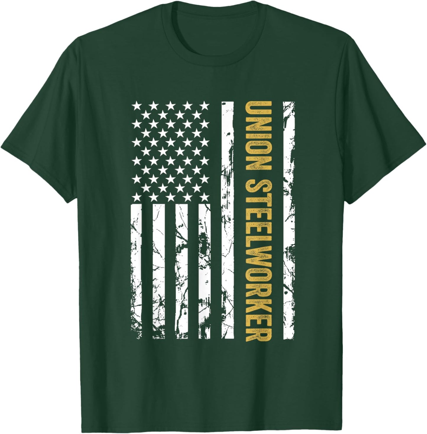 Union Steelworker USA American Flag Pro Union Workers Rights T-Shirt - T-Shirt | Forest