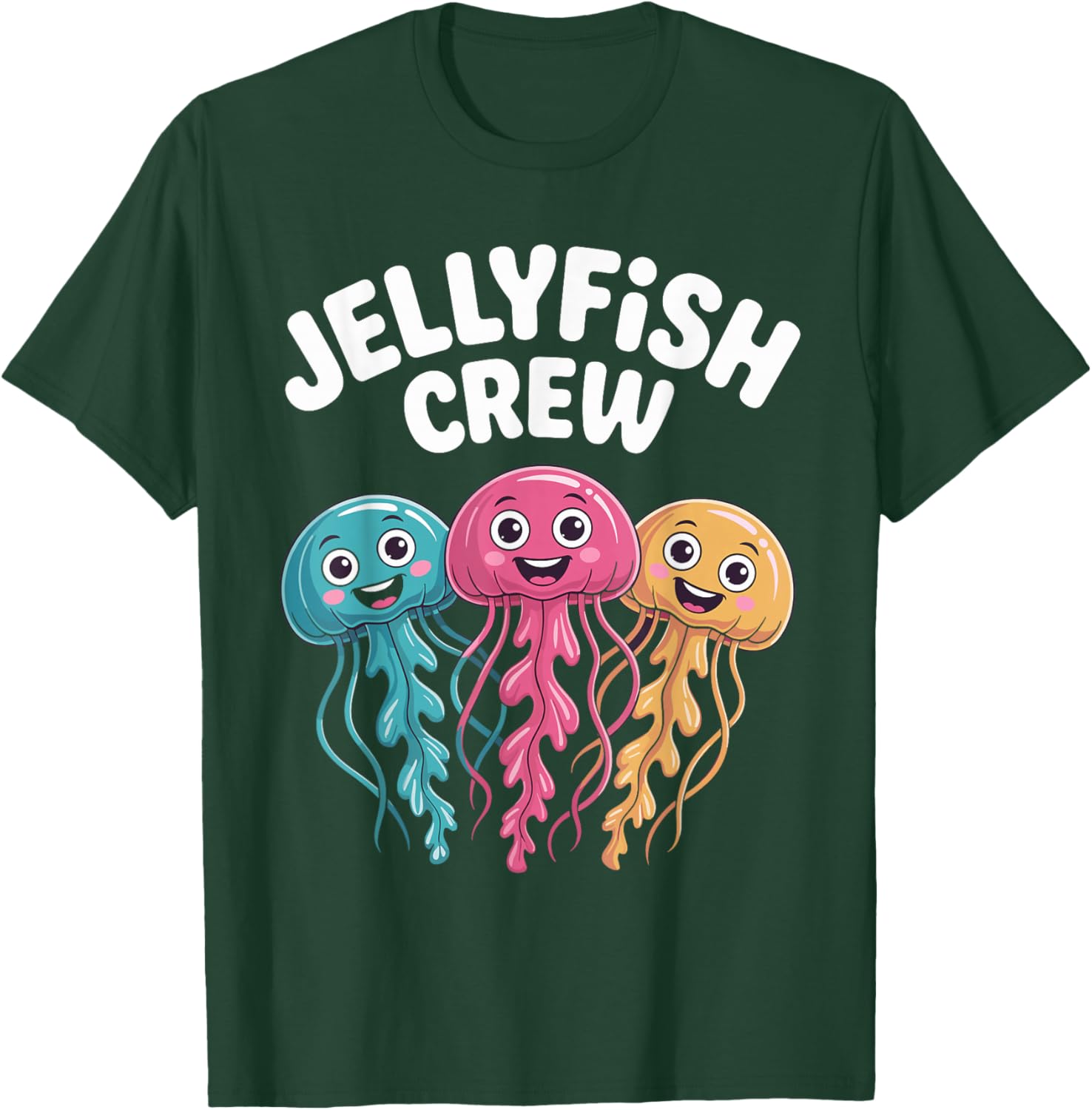 Jellyfish Crew Funny Cartoon Ocean Birthday Party Style T-Shirt - T-Shirt | Forest