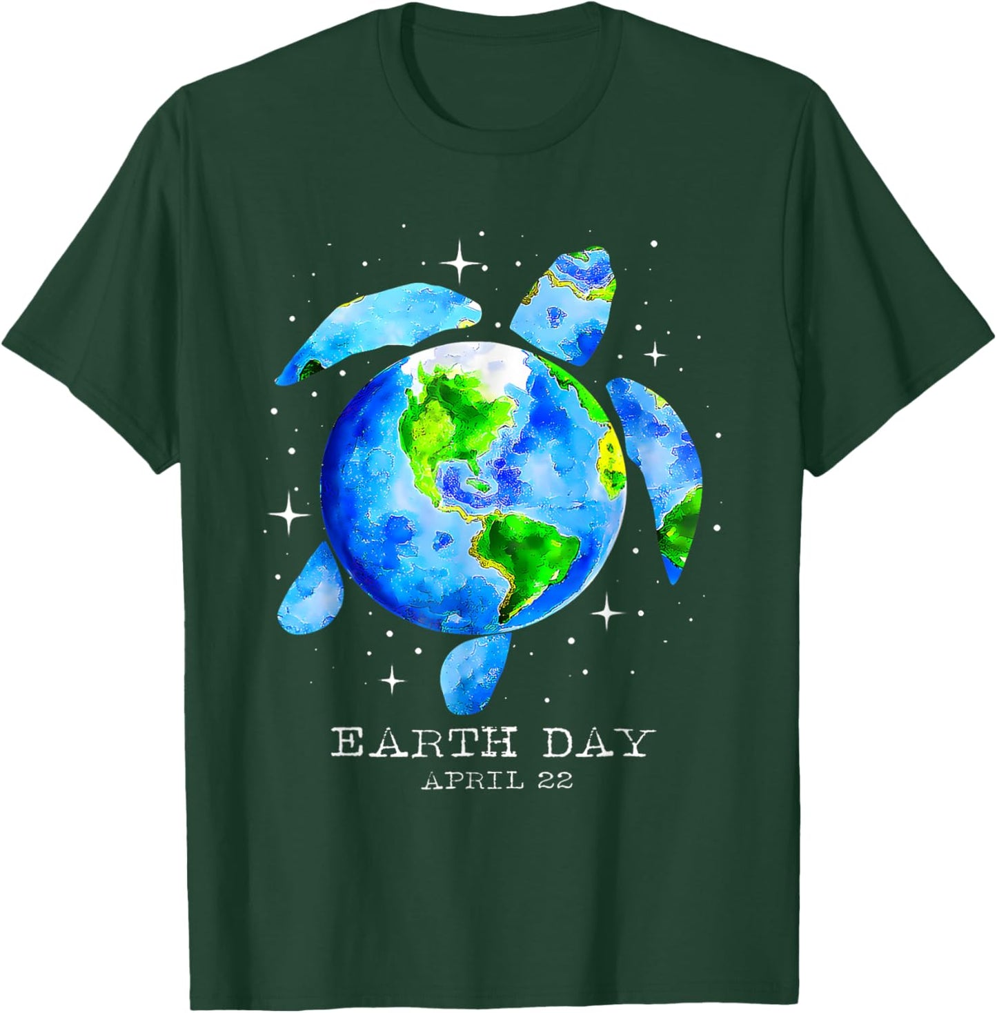 Earth Day 2025 Restore Earth Sea Turtle Art Save the Planet T-Shirt - T-Shirt | Forest