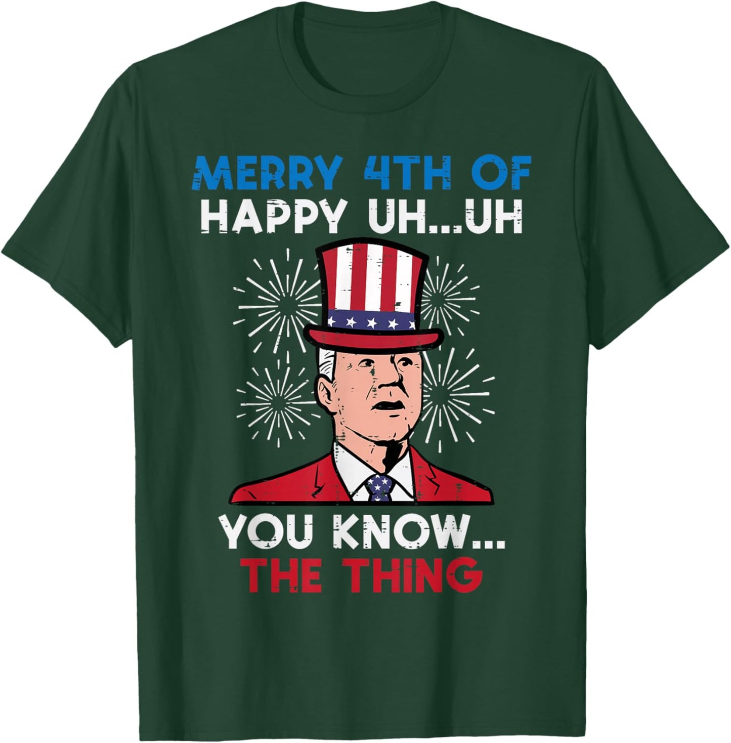 Merry 4th Of July Joe Funny Confused Patriot Men Women T-Shirt - T-Shirt | Forest