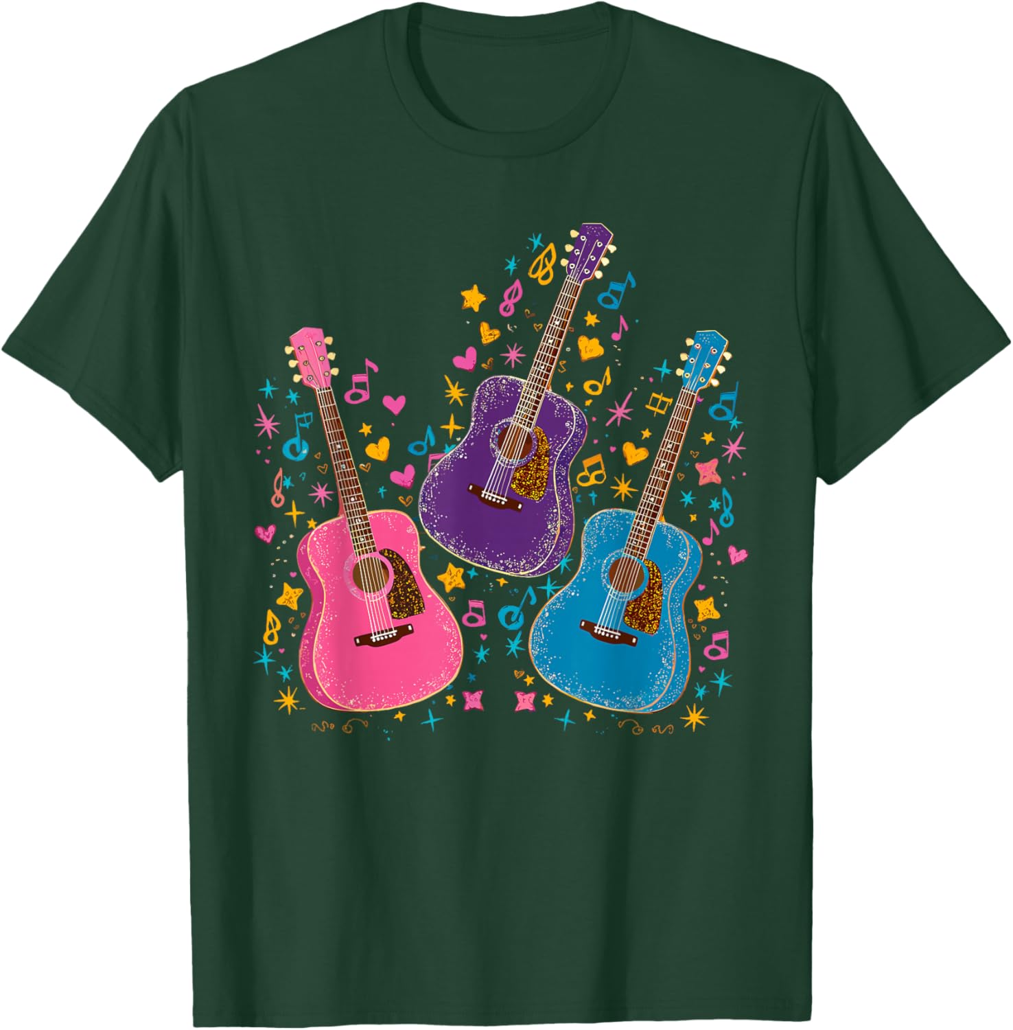 Musical Acoustic Guitars T-Shirt - T-Shirt | Forest