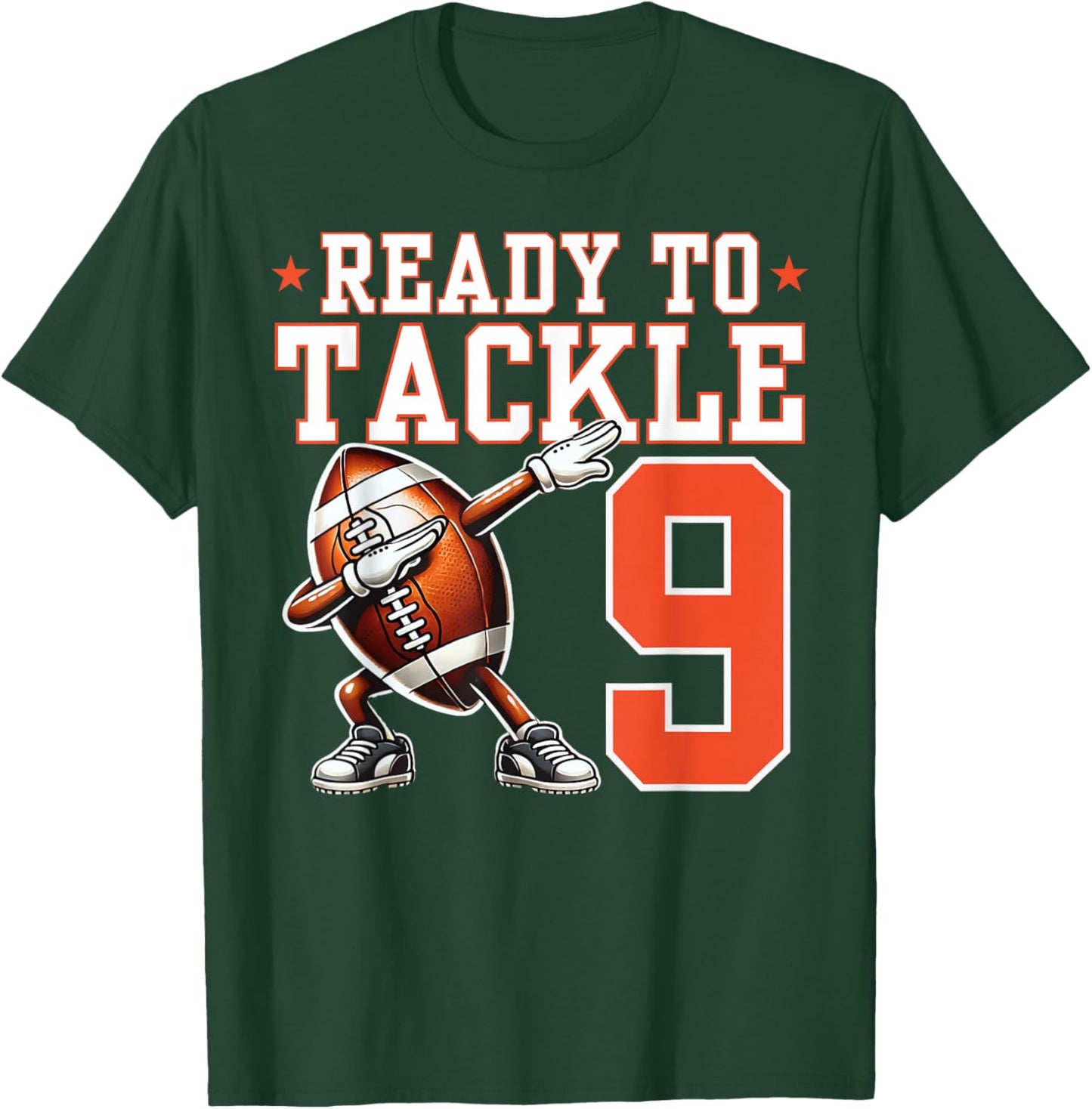 Ready to Tackle 9 Years Old 9th Birthday Football Party T-Shirt - T-Shirt | Forest