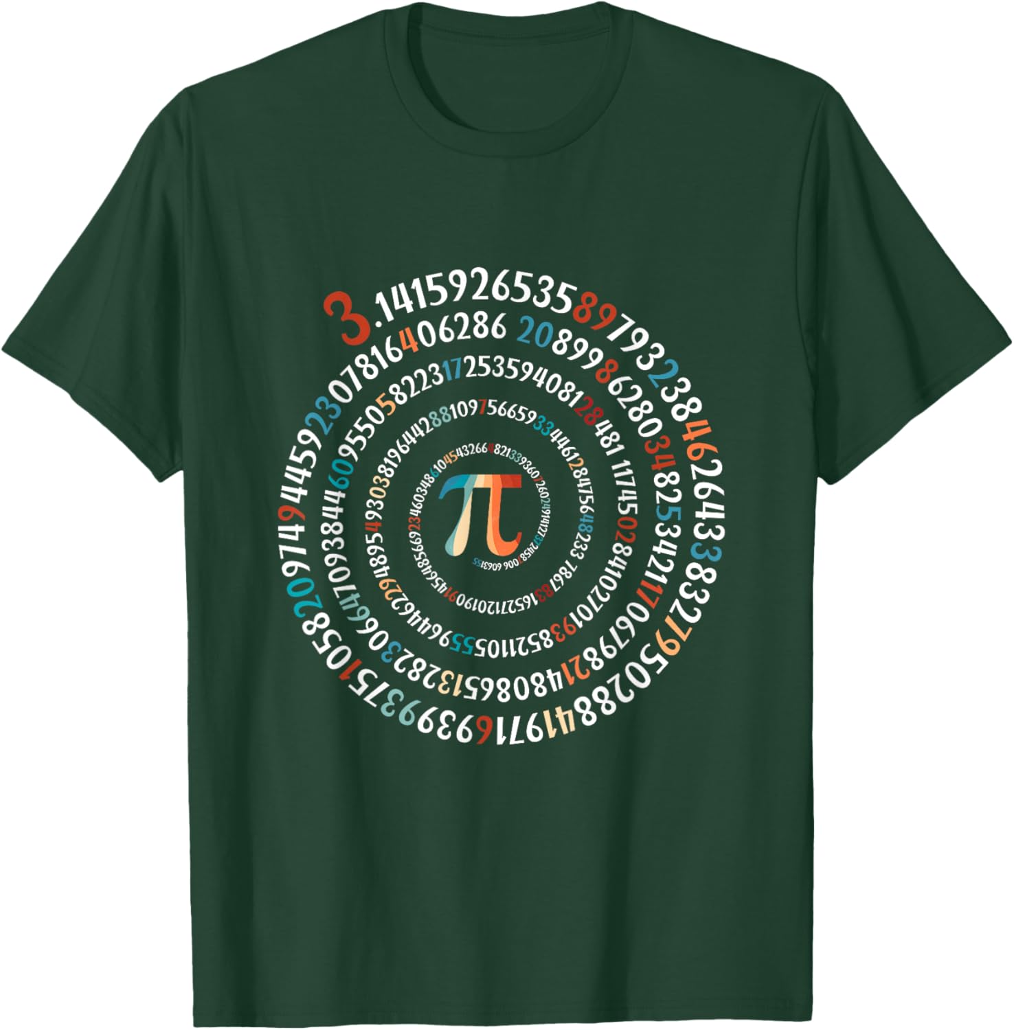 Funny Pi Day 3.14 Pi Symbol Spiral Number Math Lover 2026 T-Shirt - T-Shirt | Forest