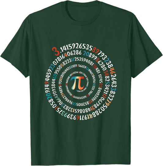 Funny Pi Day 3.14 Pi Symbol Spiral Number Math Lover 2026 T-Shirt - T-Shirt | Forest