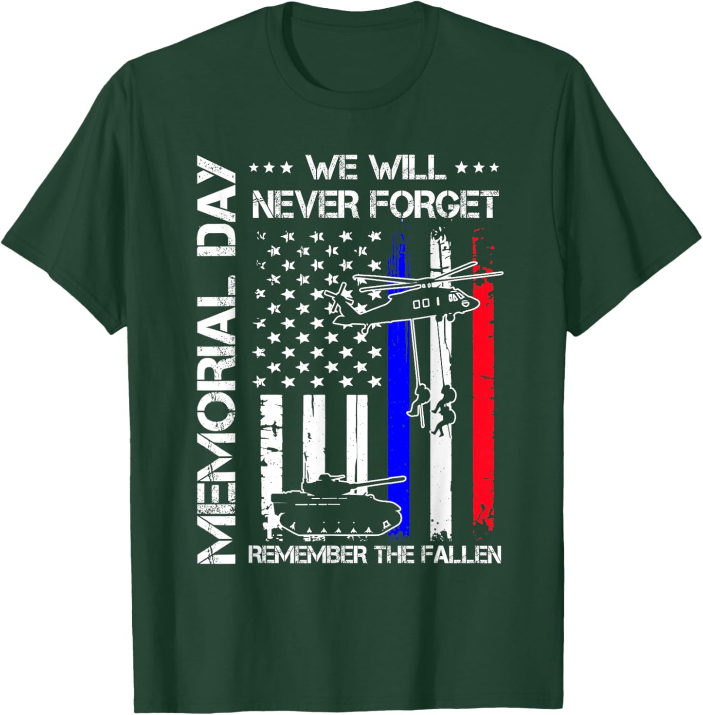 Memorial Day Remembering Our Fallen Patriotic USA Flag Men T-Shirt - T-Shirt | Forest