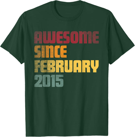 Awesome Since February 2015 11th Birthday - Vintage T-Shirt - T-Shirt | Forest