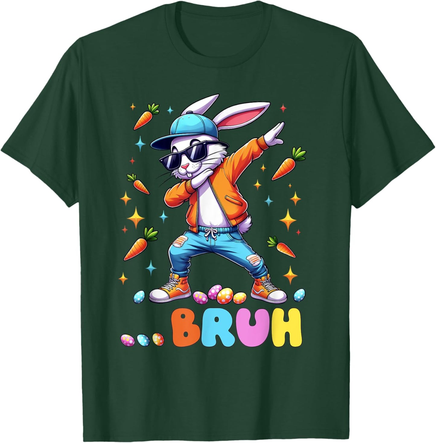 Bruh Dab Bunny Easter Funny Kids Toddler Boys Easter T-Shirt - T-Shirt | Forest