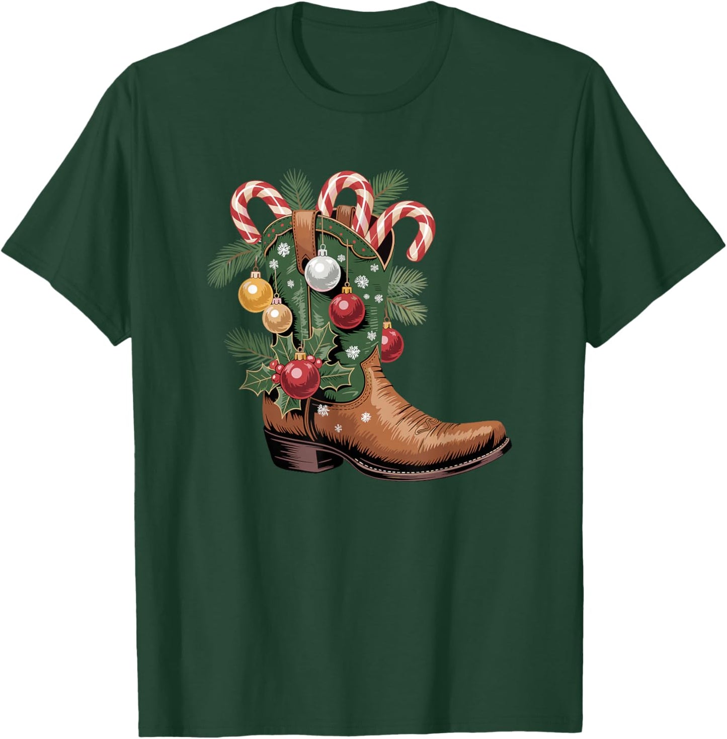 Cowboy Boots Country Western Cowboy Christmas T-Shirt - T-Shirt | Forest
