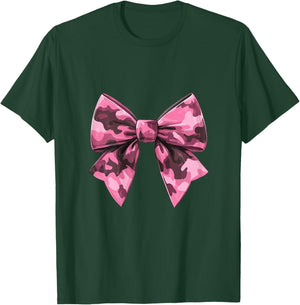 Coquette Bow Pink Camouflage Camo Pattern Dainty Bow T-Shirt - T-Shirt | Forest