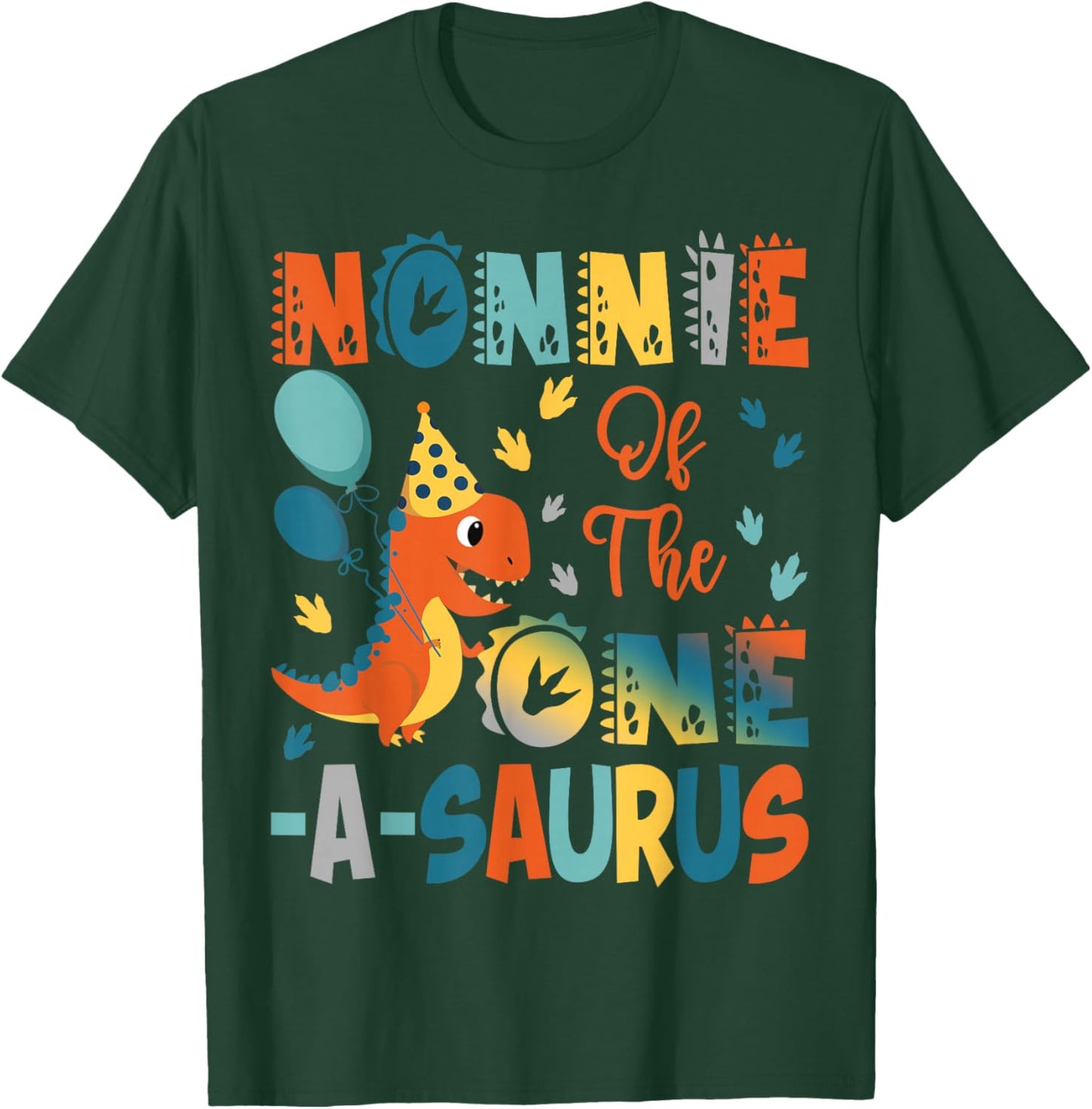 Nonnie Of The One-A-Saurus 2Nd Birthday Dinosaur Party T-Shirt - T-Shirt | Forest