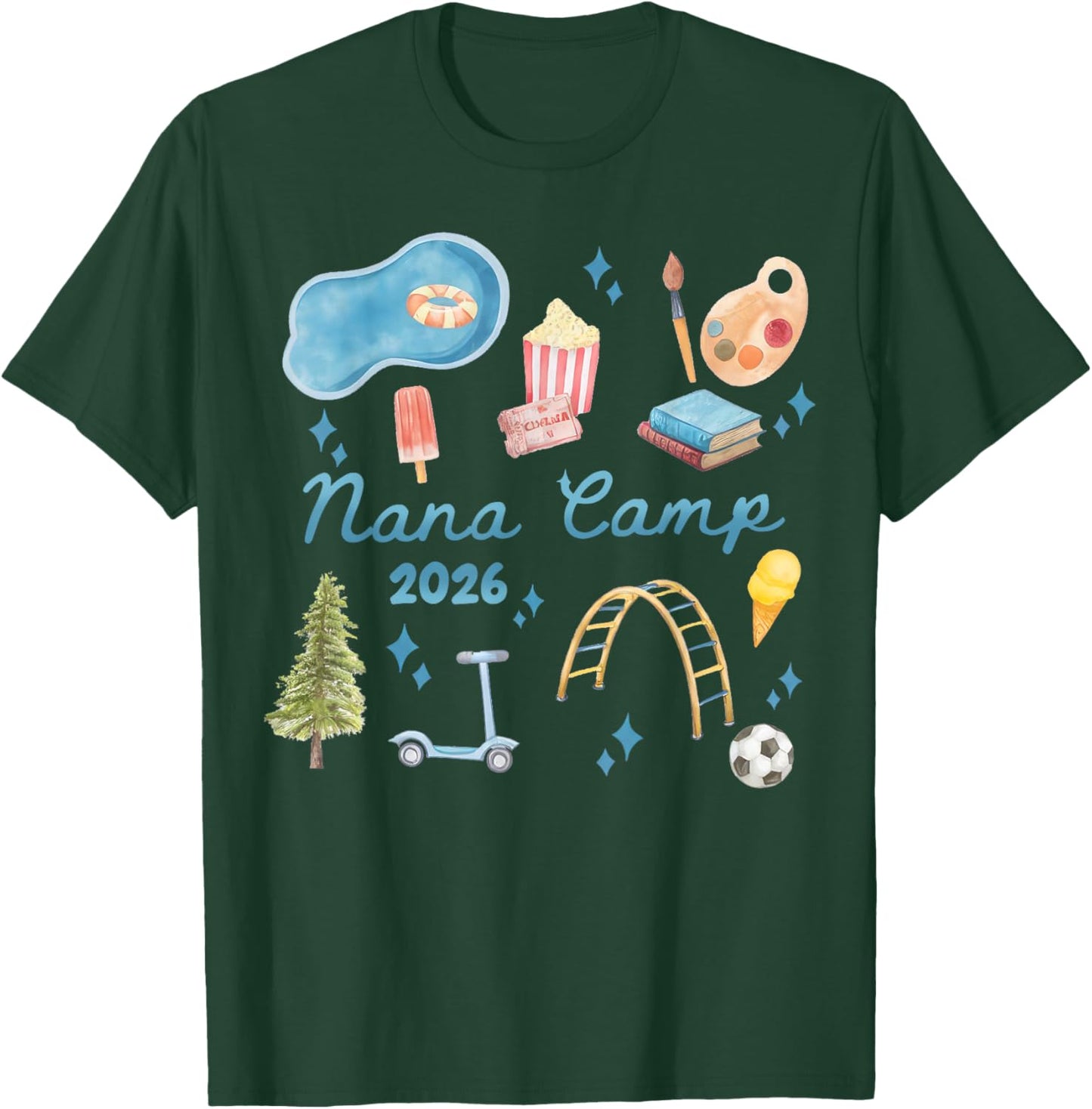 Nana Camp 2026 Family Vacation Summer Camping Crew Kids T-Shirt - T-Shirt | Forest