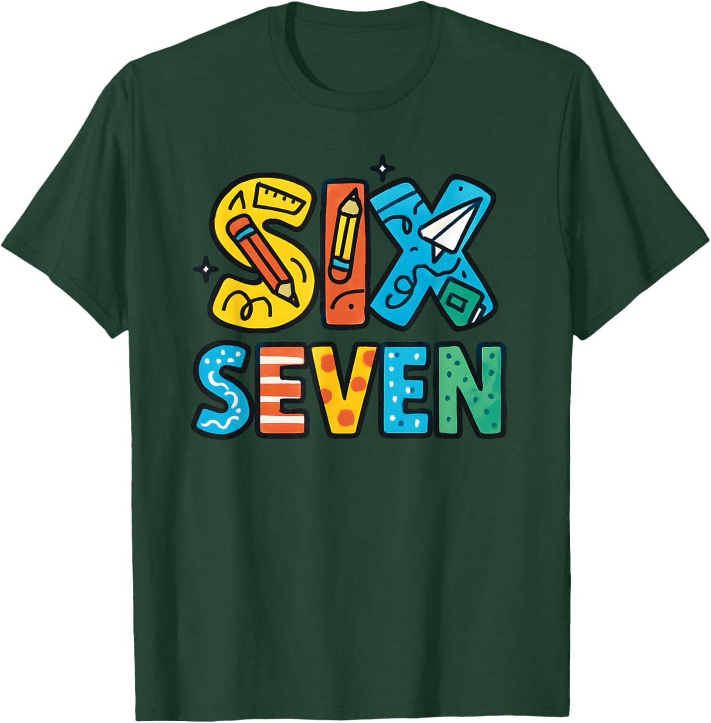 Six Seven 67 6 7 Kids 67 Teens Boys Girls 6-7 Meme Funny T-Shirt - T-Shirt | Forest