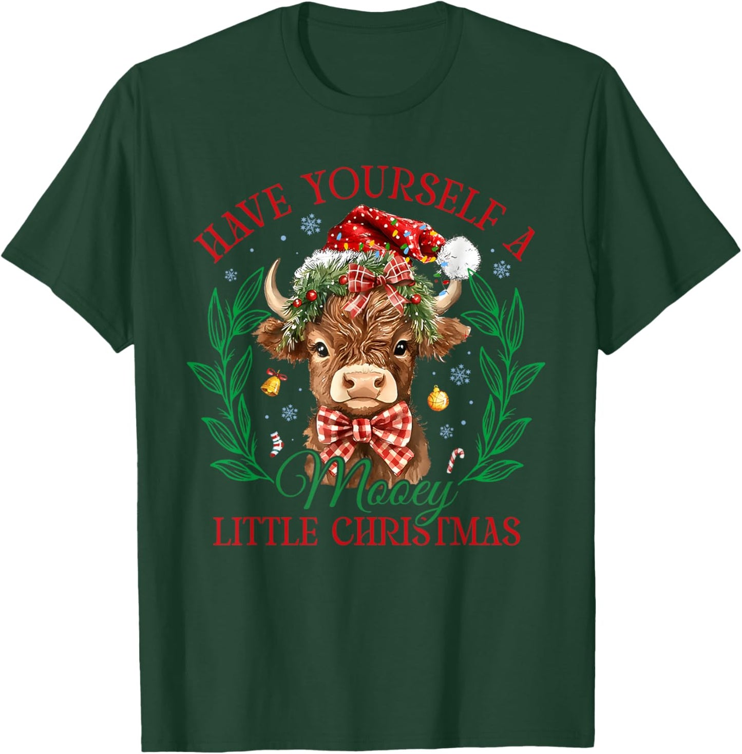 Have Yourself A Mooey Little Christmas Funny Cow Santa Women T-Shirt - T-Shirt | Forest