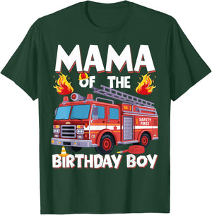 Mama of The Birthday Boy Fire Truck Firefighter Mama Bday T-Shirt - T-Shirt | Forest