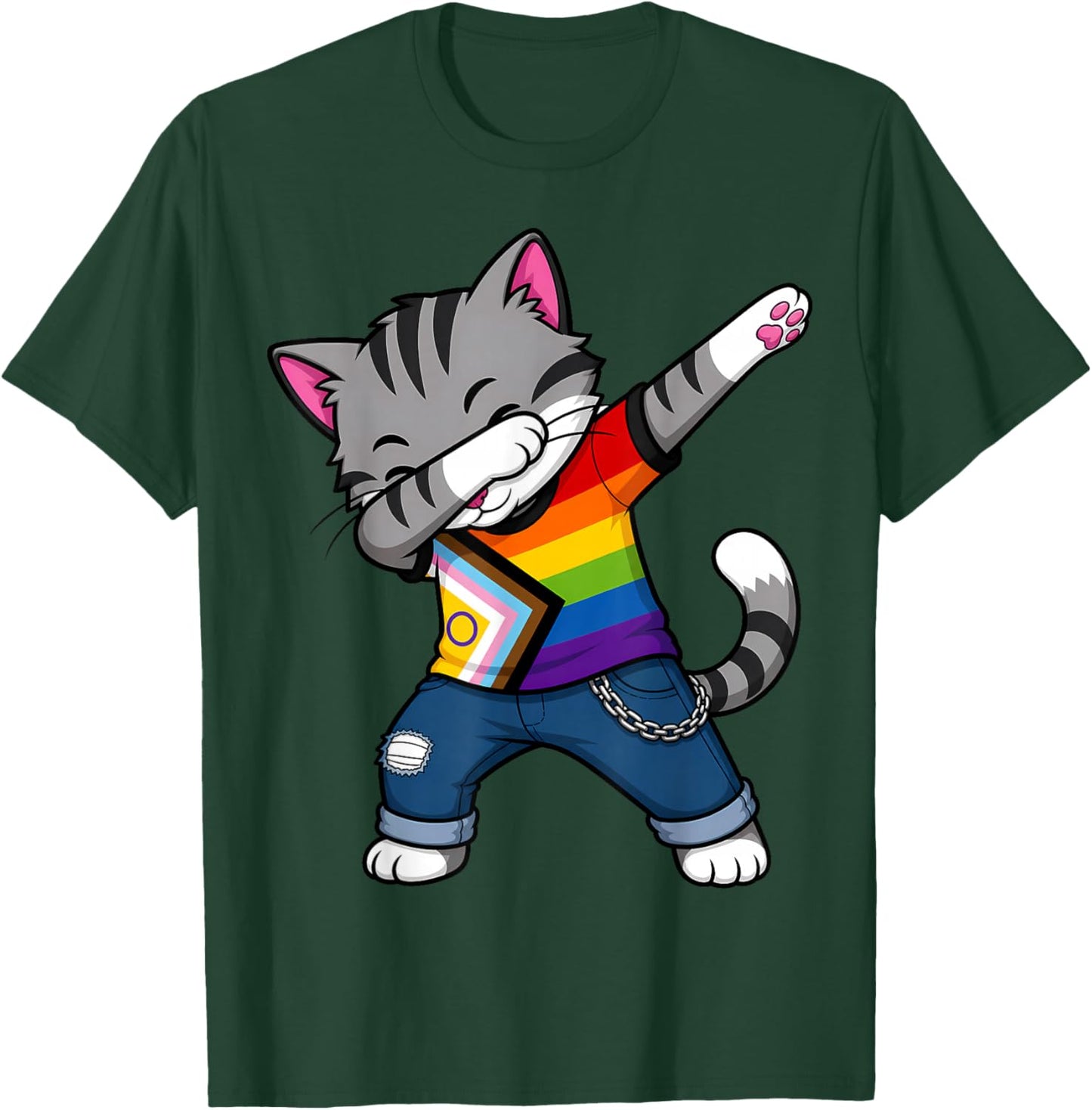 Drapeau de la fierté LGBTQIA+ pour Chat Dabbing Pride Mois T-Shirt - T-Shirt | Forest