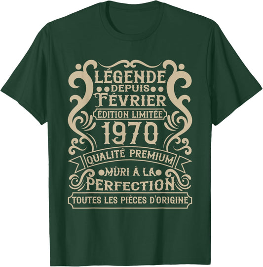 Février 1970-56 Ans Anniversaire Cadeau Vintage 1970 T-Shirt - T-Shirt | Forest