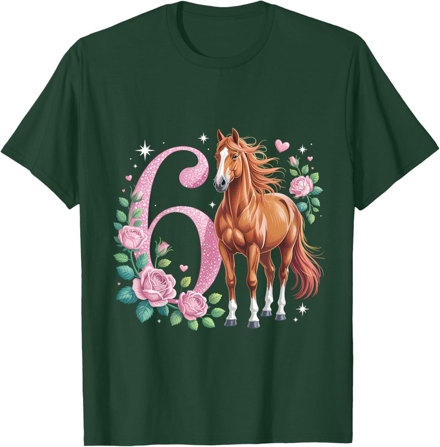 with Horse 6th Birthday Rider 6 Years T-Shirt - T-Shirt | Forest